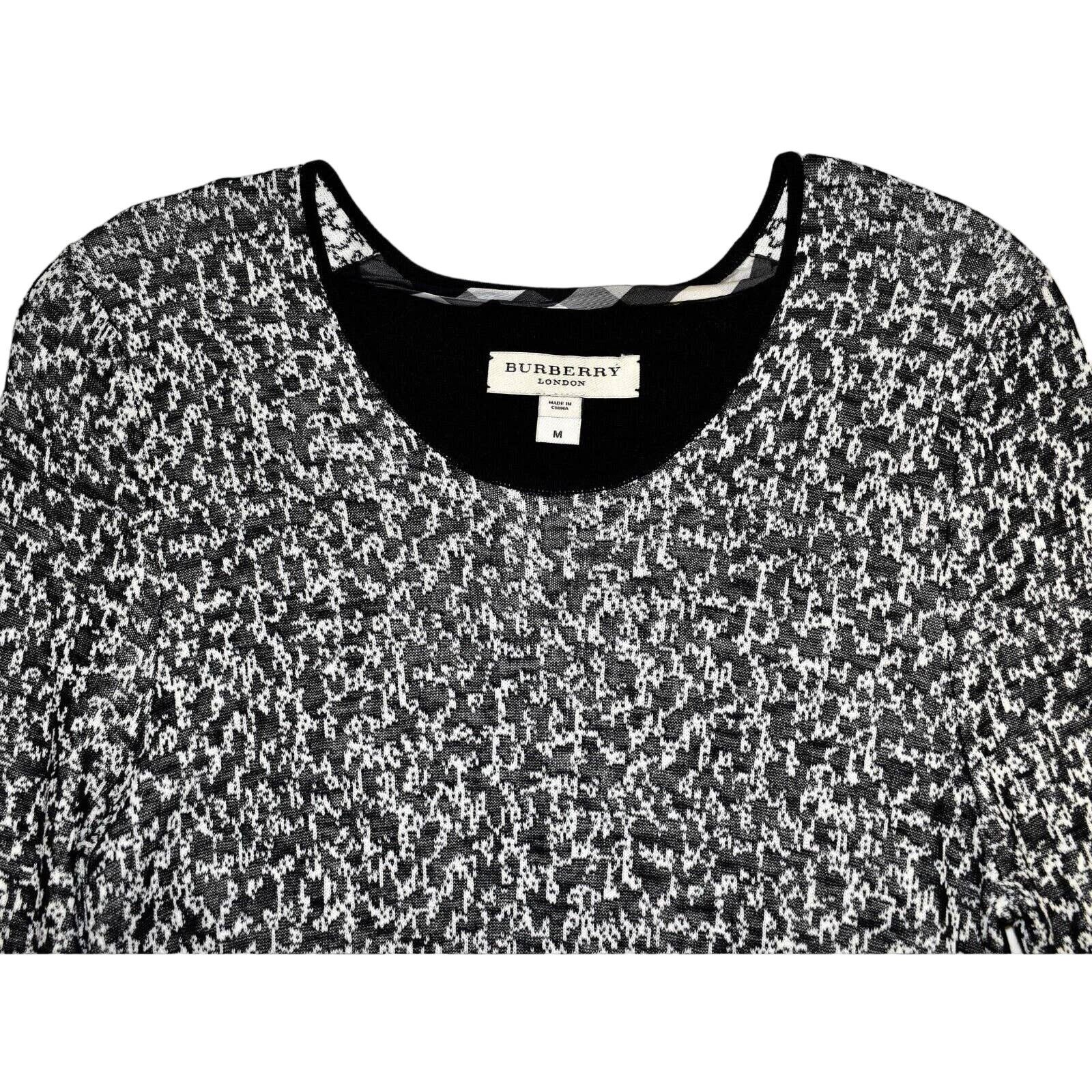 Burberry BURBERRY LONDON Black White Knit Long Sleeve Dress Size M Size M / US 6-8 / IT 42-44 - 4 Thumbnail