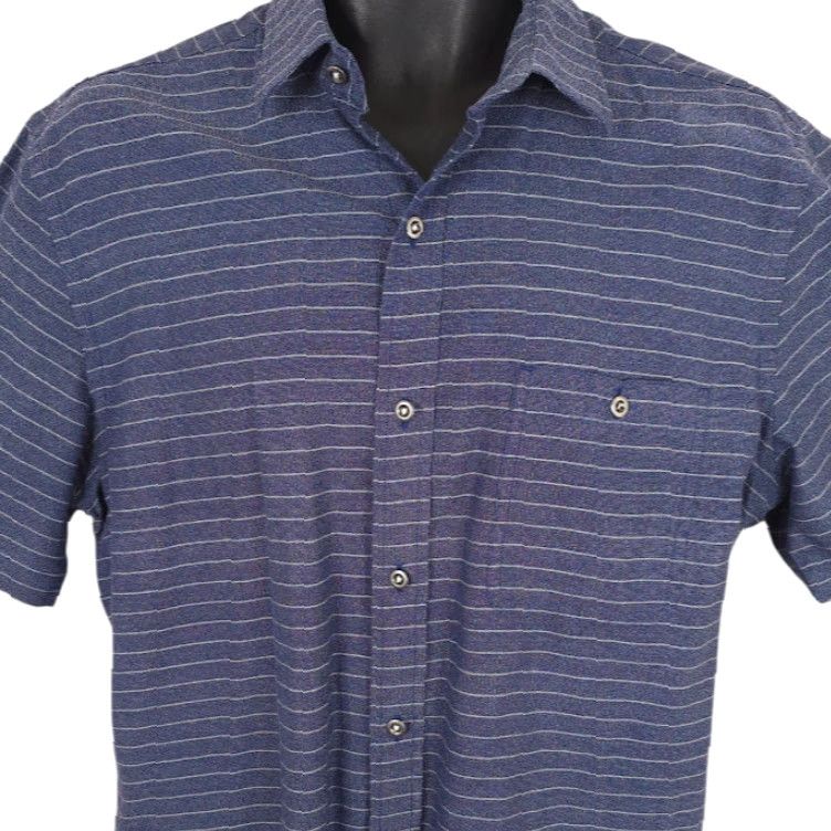 Vintage Maker & Company Striped Casual Shirt Mens Medium Blue Button-Up Collared Short Sleeve Shirt Size US M / EU 48-50 / 2 - 2 Thumbnail