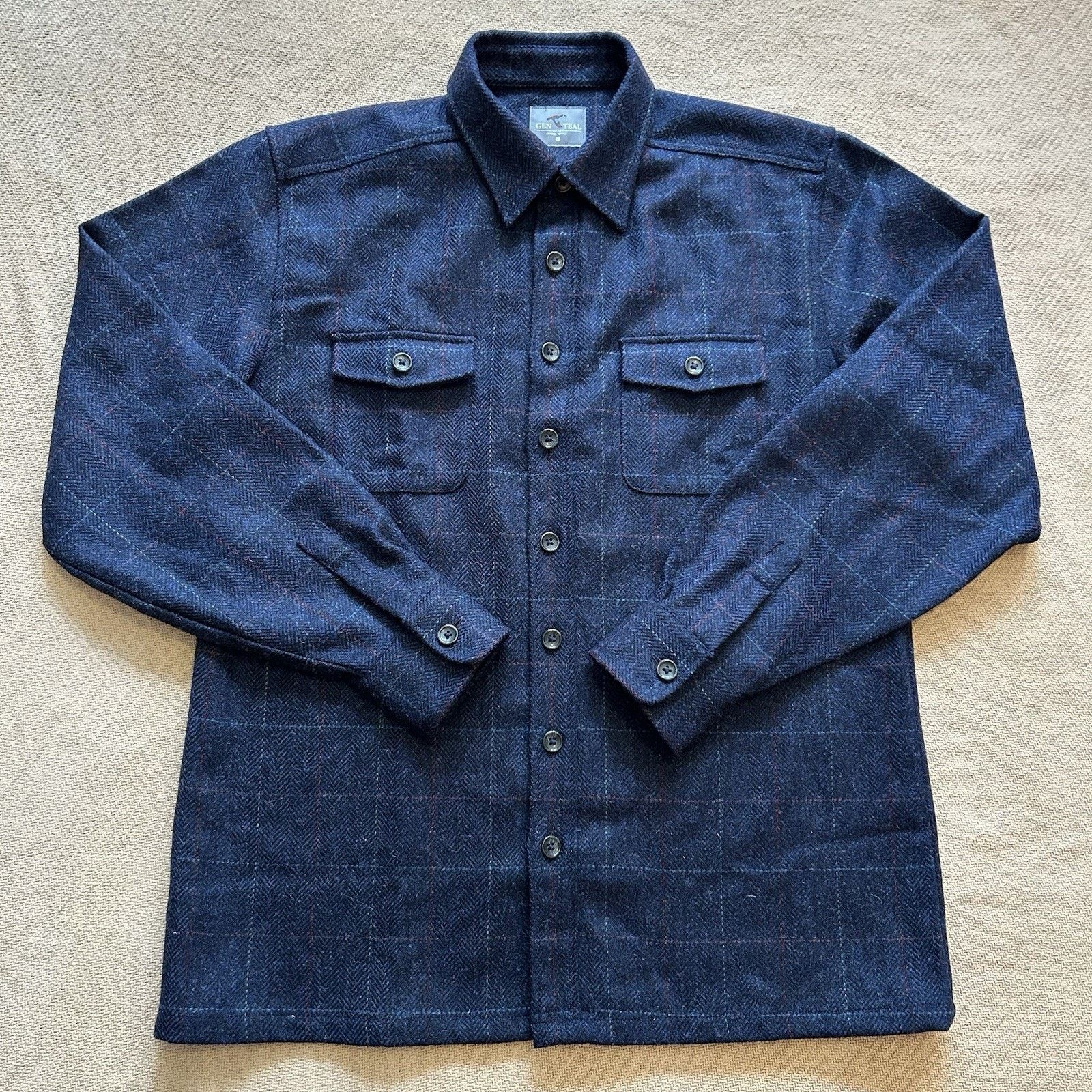 Other Genteal Full Wool Plaid Herringbone Board Button Up Shirt Size US L / EU 52-54 / 3 - 1 Thumbnail