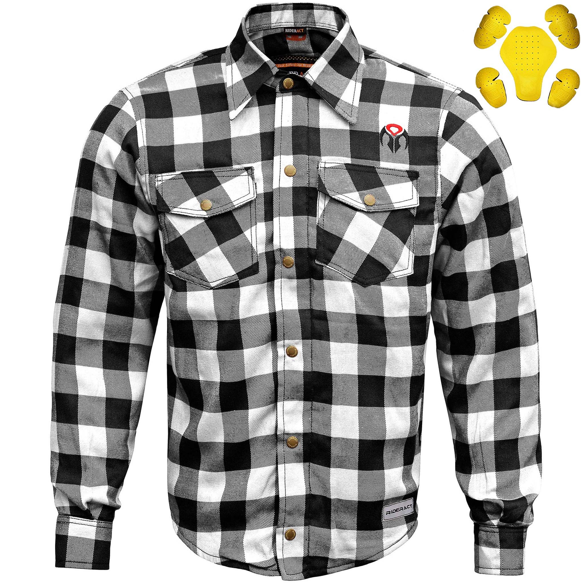 Dixxon × Flannel × Other RIDERACT® Reinforced Men's Motorcycle Shirt Black & White Size US M / EU 48-50 / 2 - 1 Thumbnail