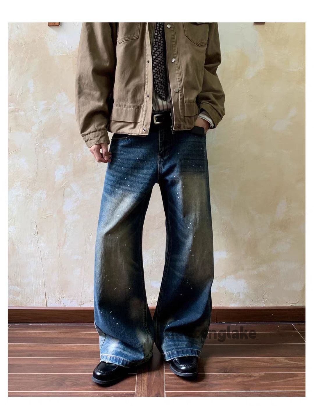 Jean xz vintage washed faded wide Leg flared hiphop jeans Size US 32 / EU 48 - 9 Thumbnail