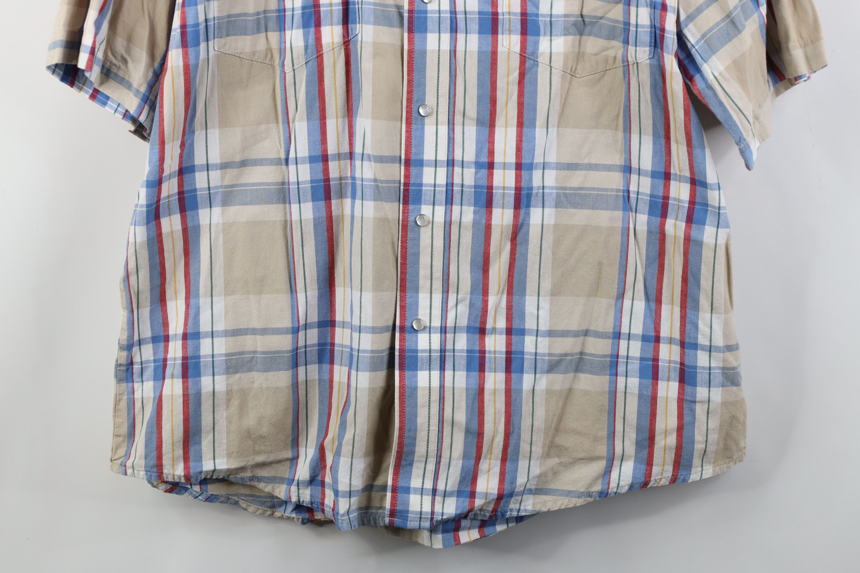 Wrangler Vintage 90s Wrangler Cowboy Snap Button Collared Shirt Plaid Size US L / EU 52-54 / 3 - 3 Thumbnail