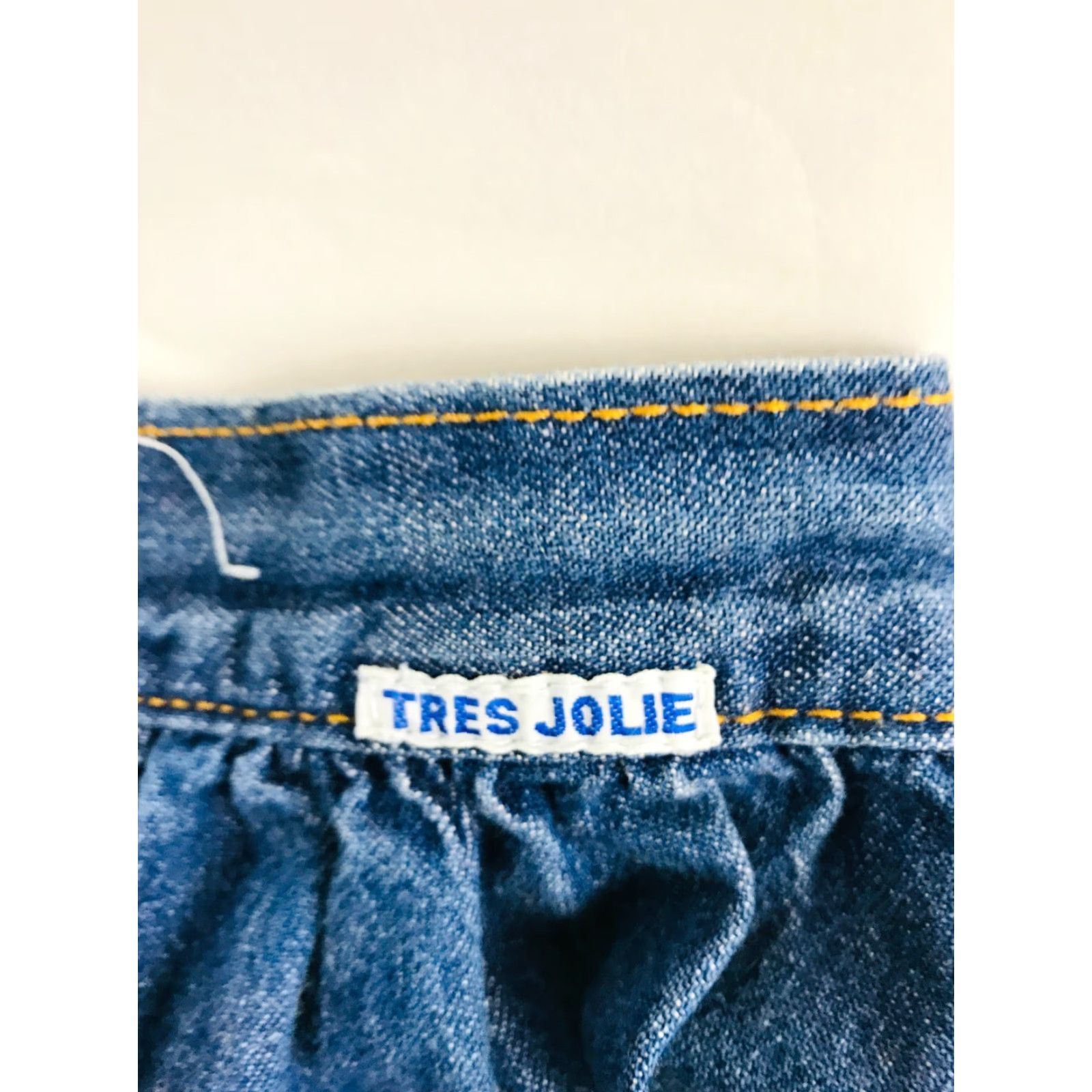 Vintage Tres Jolie Skirt Women's Size 9/10 Blue Denim Midi Swing Boho Buttoned Zip Side Size 30" / US 8 / IT 44 - 8 Thumbnail