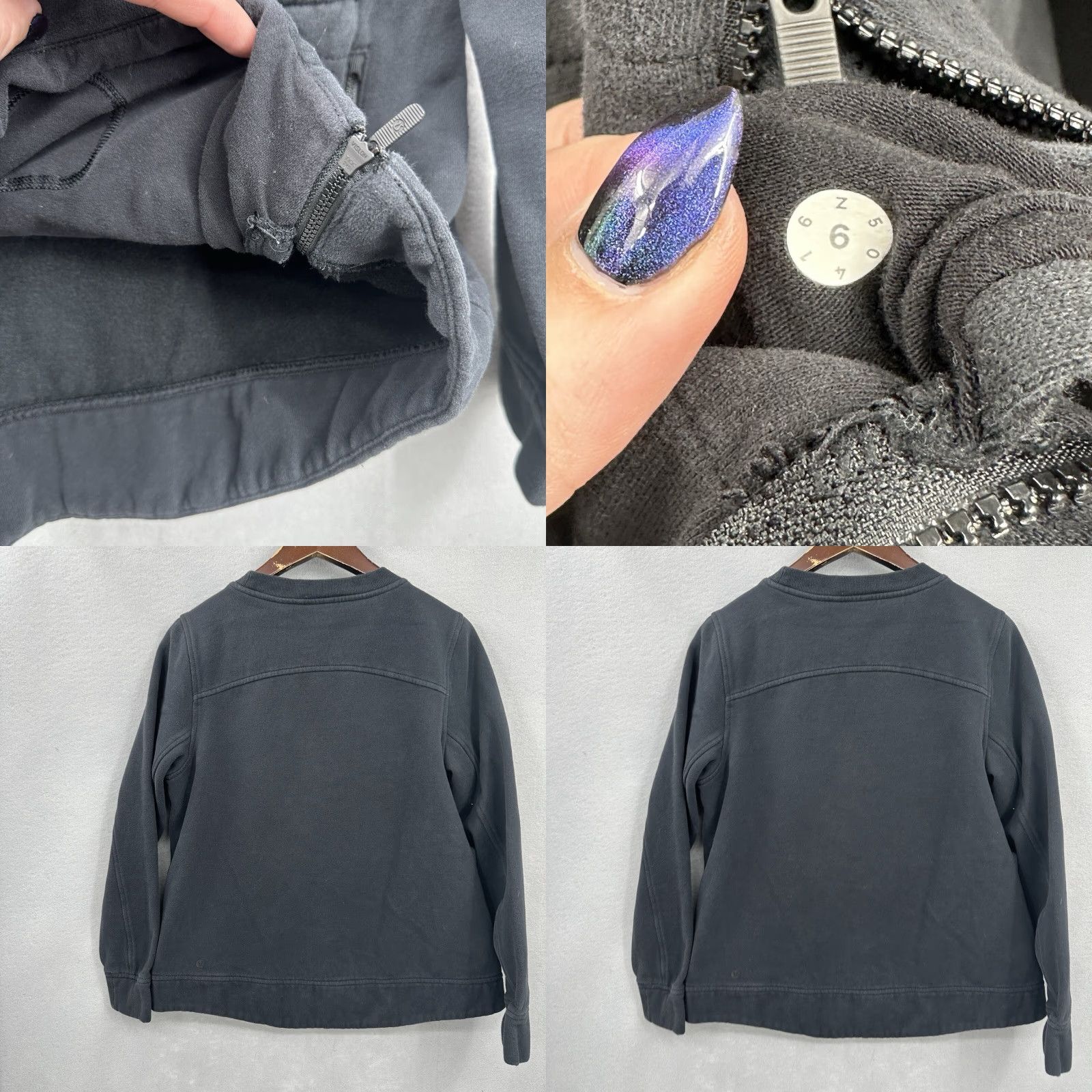 Lululemon Lululemon Sweatshirt Womens 6 Black Fleece Be True Logo Crew Neck Pullover ZIP Side Size M / US 6-8 / IT 42-44 - 8 Thumbnail