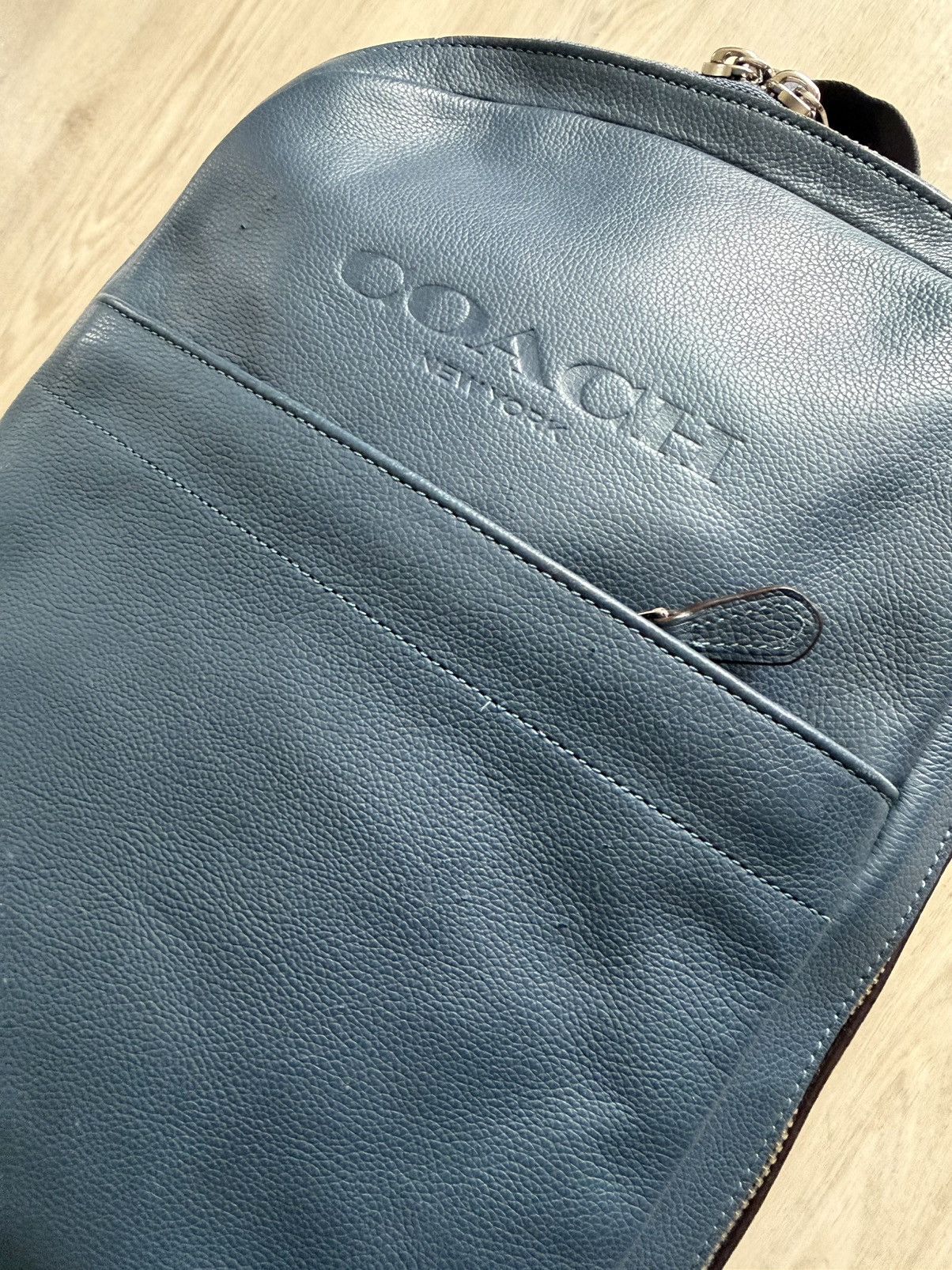 Coach Coach Charles Slim Backpack Navy Leather Used Backpack Bag Size ONE SIZE - 3 Thumbnail
