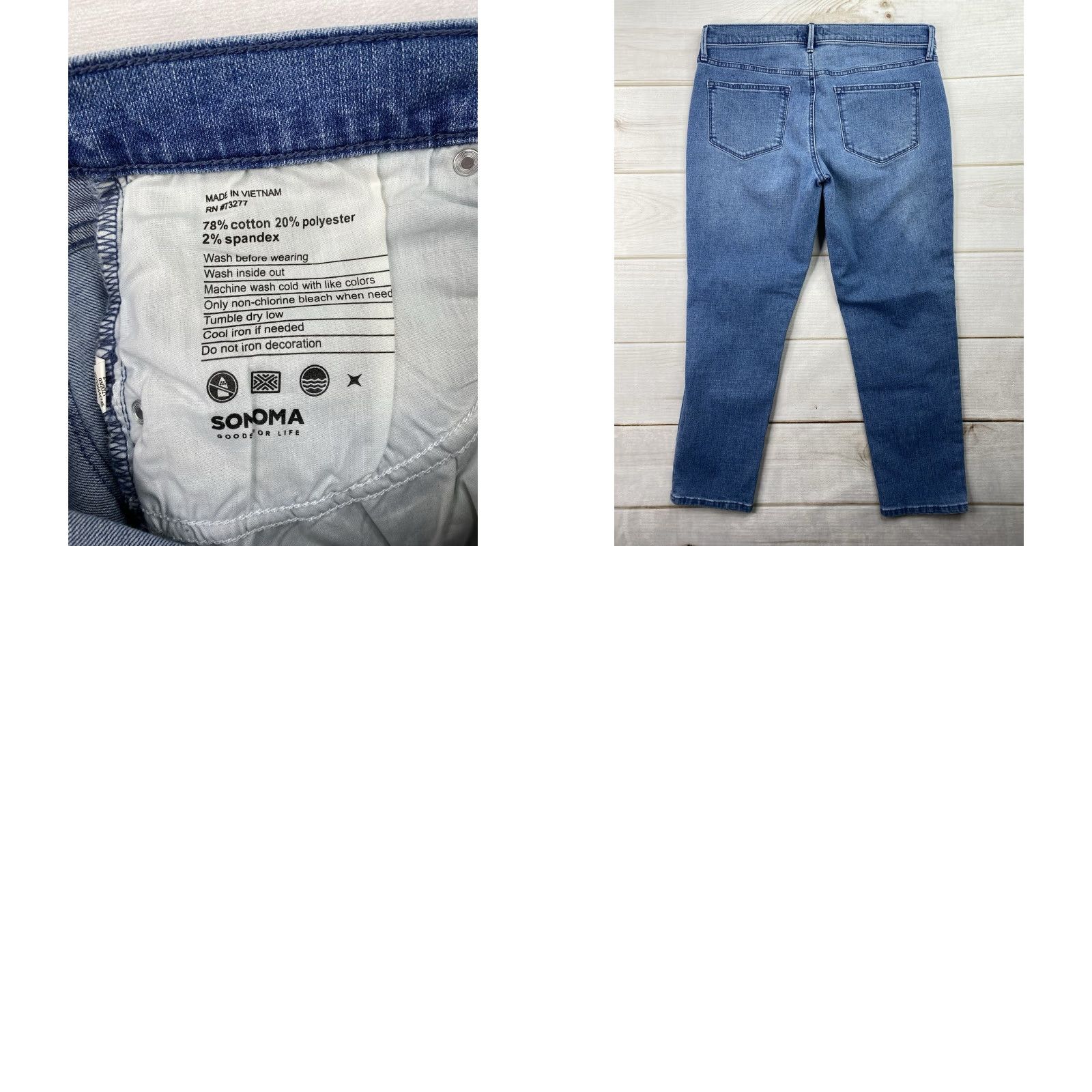 Vintage Sonoma Women's Girlfriend Jeans Size 10 Mid Rise Distressed Stretch Patches Leg Size 32" / US 10 / IT 46 - 8 Thumbnail