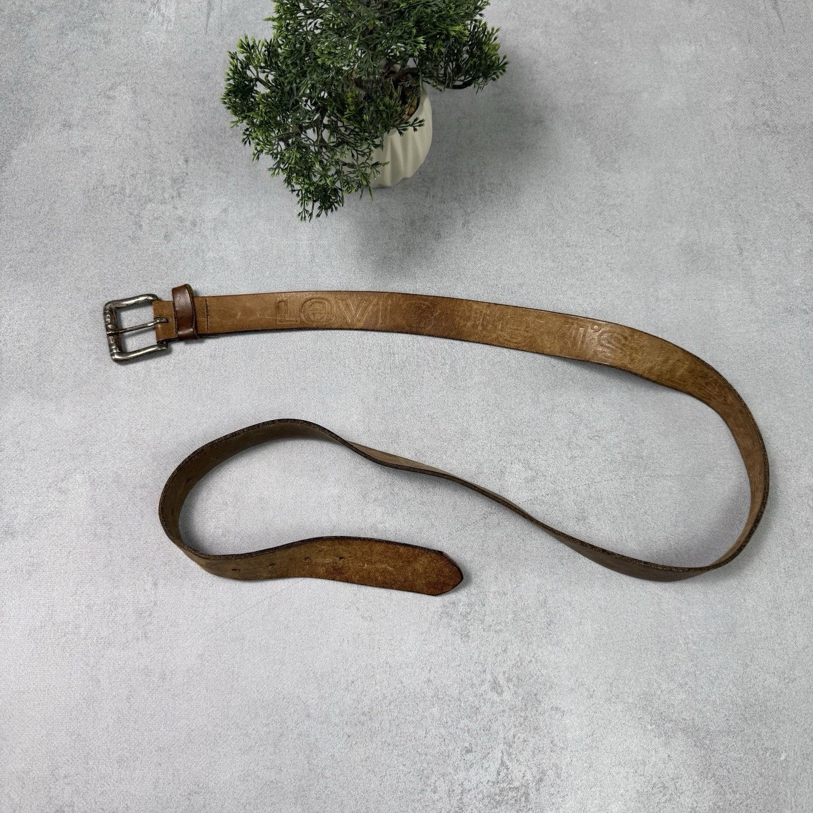Levi's Vintage Levis Logo Belt Leather Brown Size 38 - 1 Thumbnail