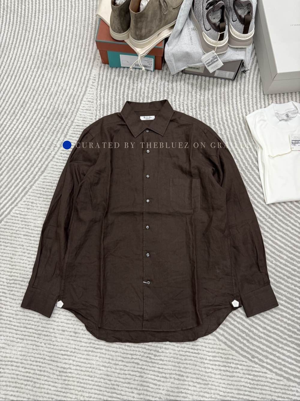 Loro Piana Brown Long-Sleeve Button-Up Shirt Size US XL / EU 56 / 4 - 1 Thumbnail