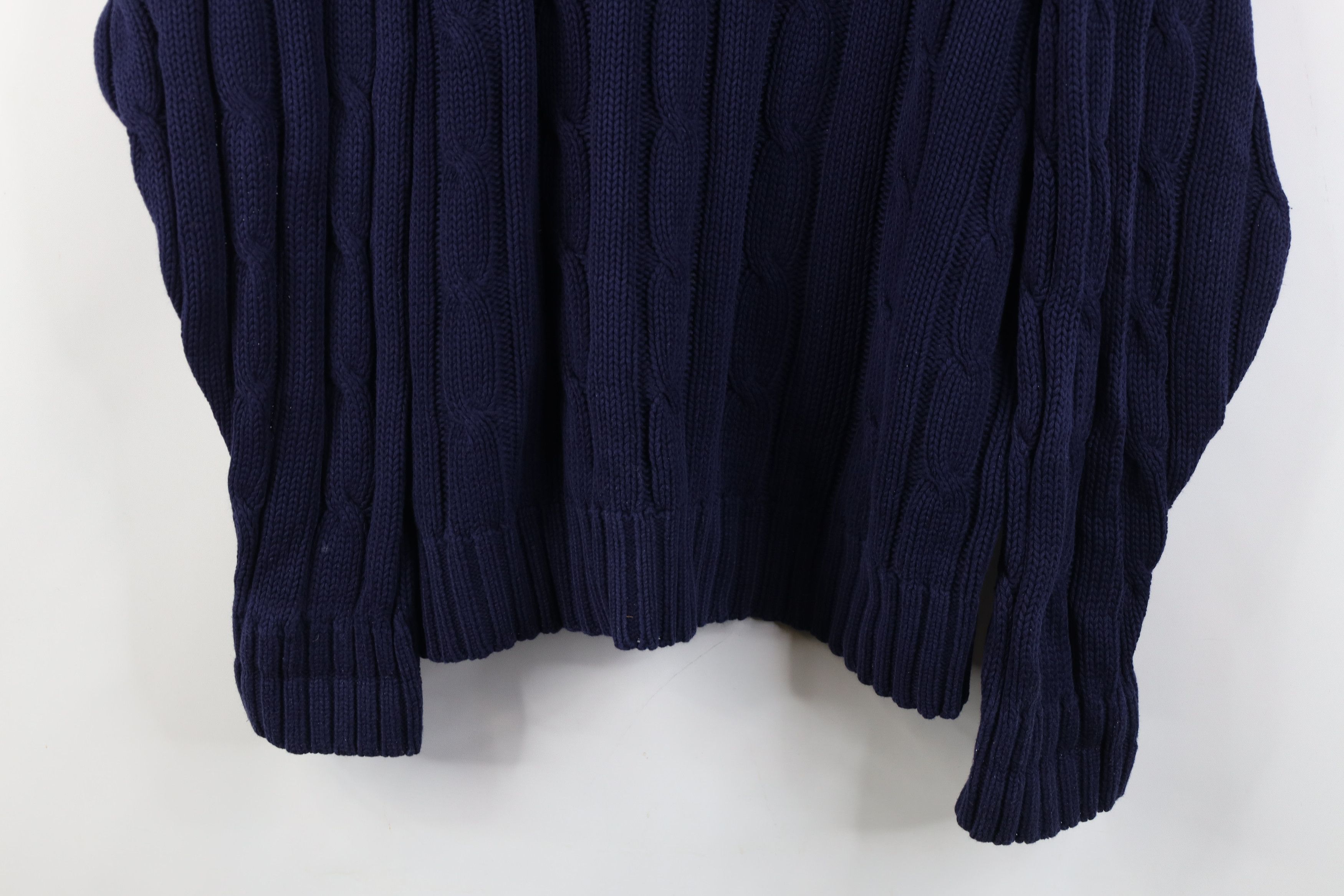 Eddie Bauer Vintage 90s Eddie Bauer Cable Knit Sweater Blue Cotton Size US XL / EU 56 / 4 - 3 Thumbnail