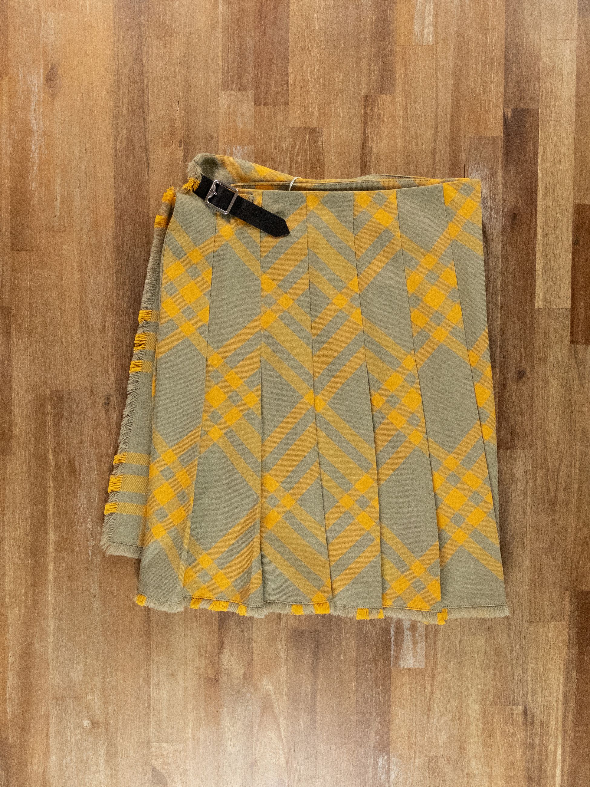 Burberry BURBERRY yellow beige check midi hunter skirt Daniel Lee Size 27" / US 4 / IT 40 - 10 Thumbnail