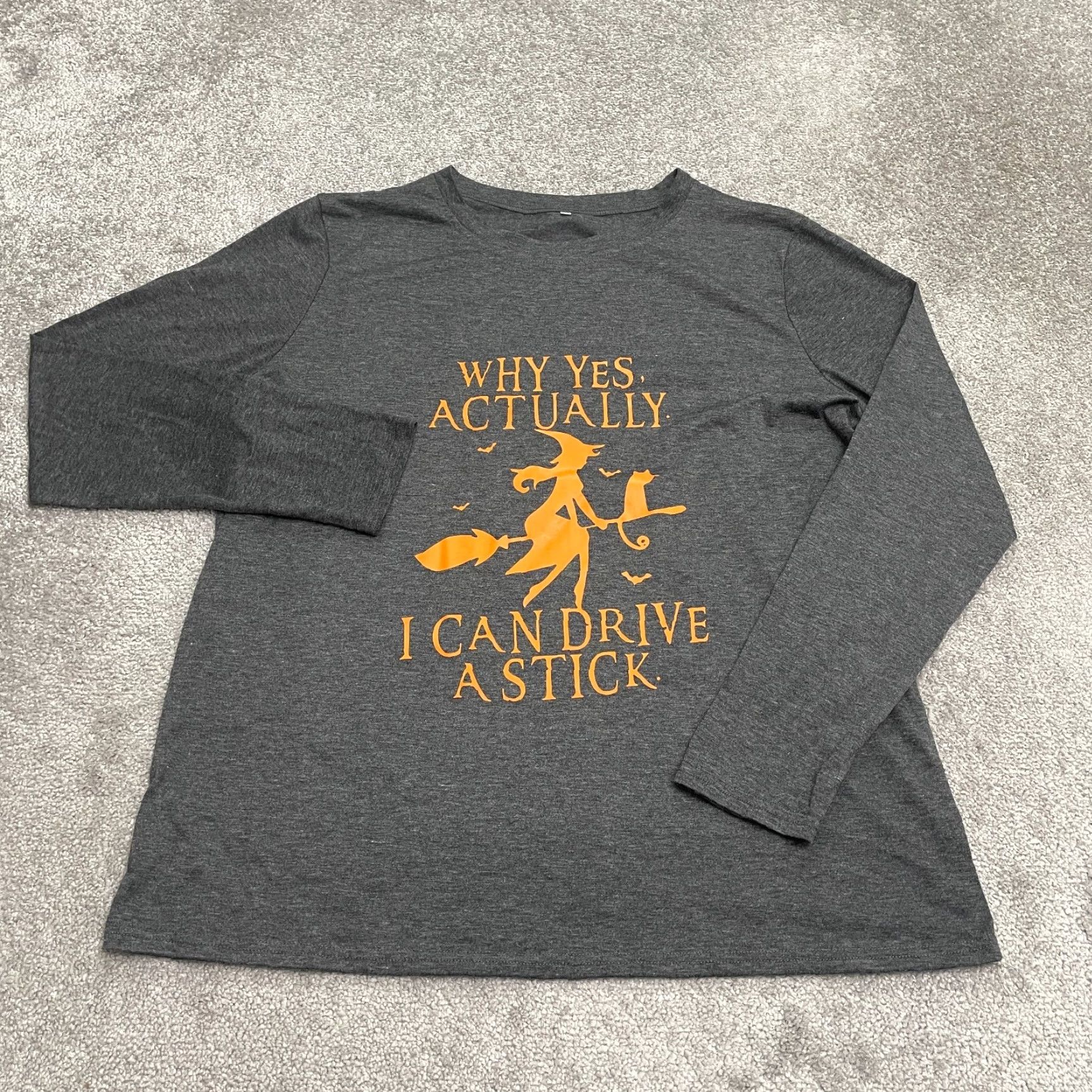 Vintage Unbranded Graphic Witch T-Shirt Womens 3XL Dark Gray Long Sleeve Crew Neck NWOT Size XXL / US 16-18 / IT 52-54 - 2 Thumbnail