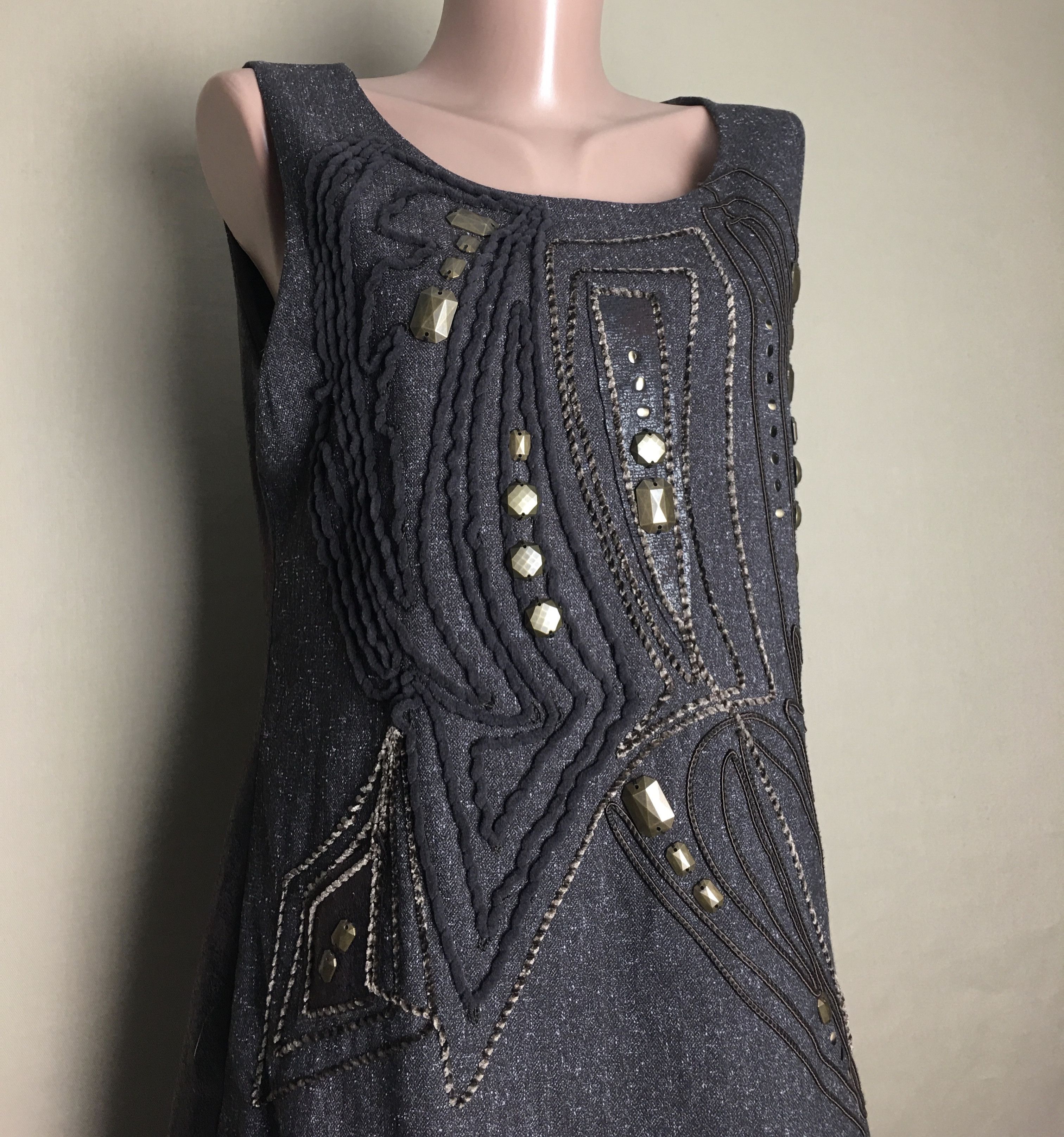 Designer Save the Queen Dress Metal Beaded Embroidery XL Size XL / US 12-14 / IT 48-50 - 4 Thumbnail