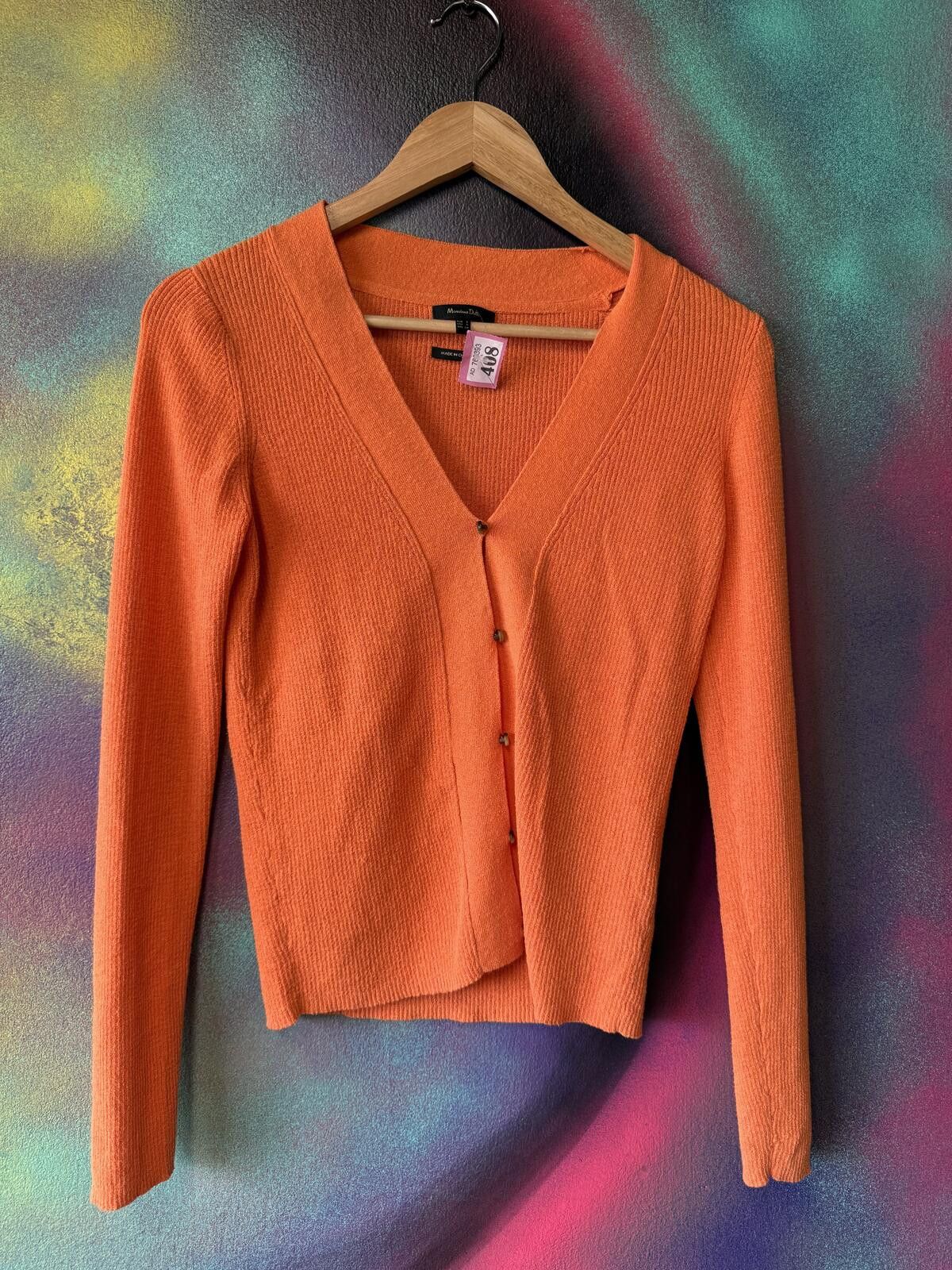 Other Massimo Dutti bright orange ribbed knit cardigan Size S / US 4 / IT 40 - 1 Thumbnail