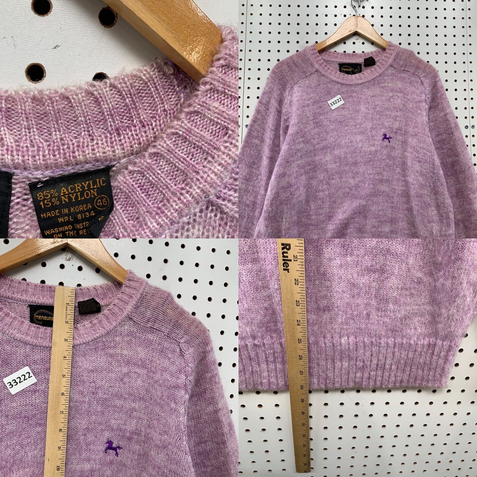 Vintage VINTAGE MEasure Up Knit Sweater Mens M Purple Acrylic Crew Neck Pullover 22.5x28 Remaining Details Size US M / EU 48-50 / 2 - 8 Thumbnail