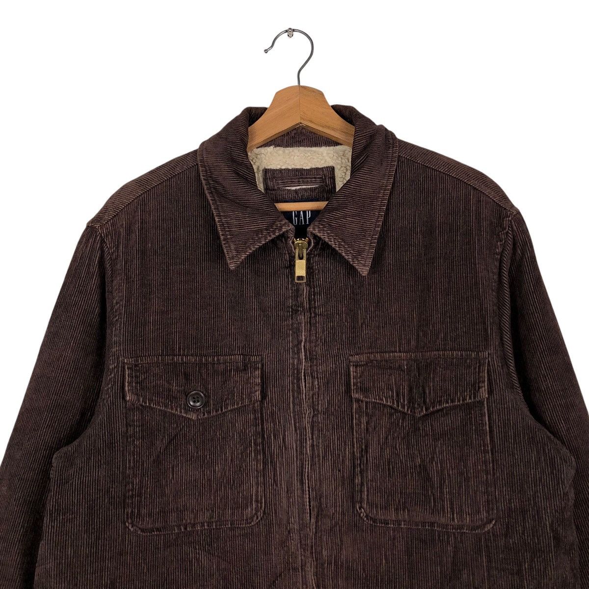📌Vintage Corduroy Bomber Biker Jacket Gap Shearling