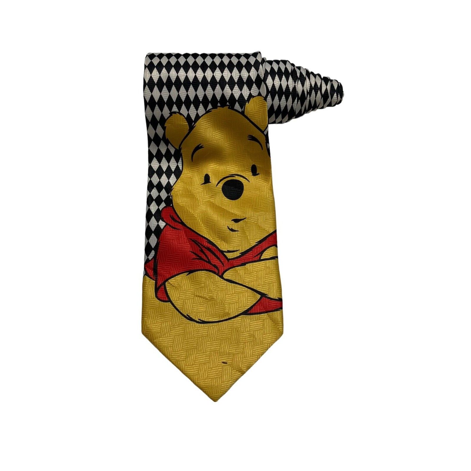 Disney Disney Winnie The Pooh Black White Diamond Pattern Necktie Size ONE SIZE - 1 Thumbnail