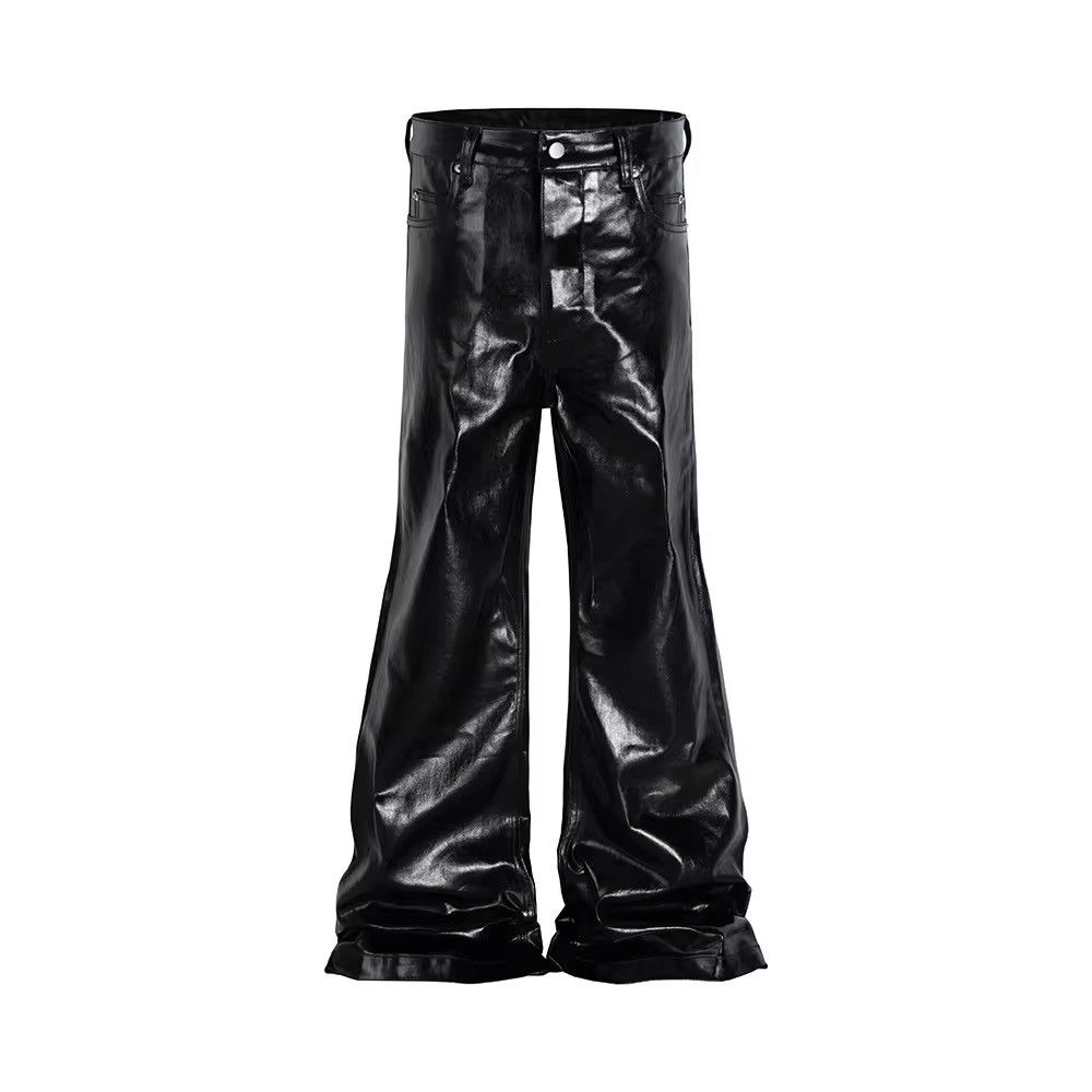 Japanese Brand × Jean Glossy Pu Leather Oversized Flared Jeans Size US 35 - 3 Thumbnail