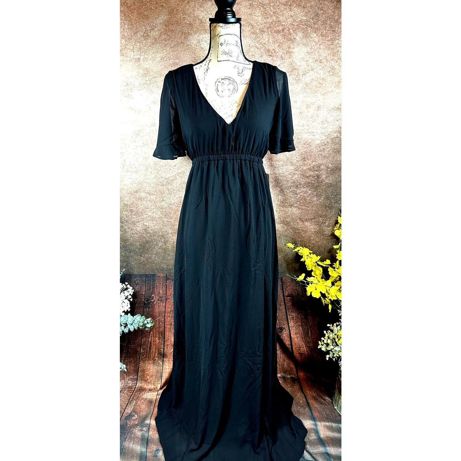 Show Me Your MuMu Show Me Your Mumu Emily Empire Maxi Dress Black Chiffon S Size S / US 4 / IT 40 - 5 Thumbnail