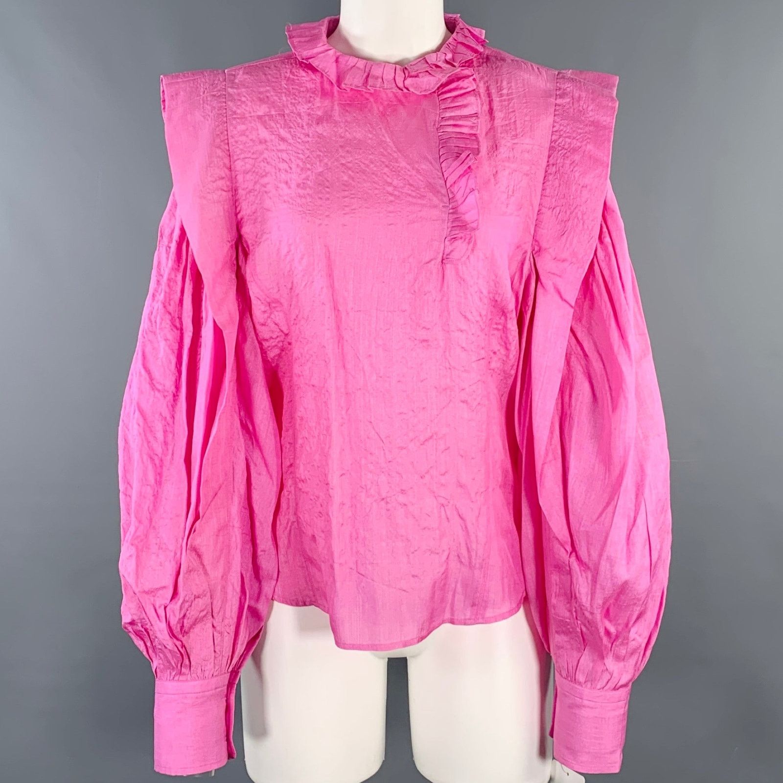 Isabel Marant ISABEL MARANT Size 2 Chandra Pink Silk Ruffle Blouse Size S / US 4 / IT 40 - 1 Thumbnail