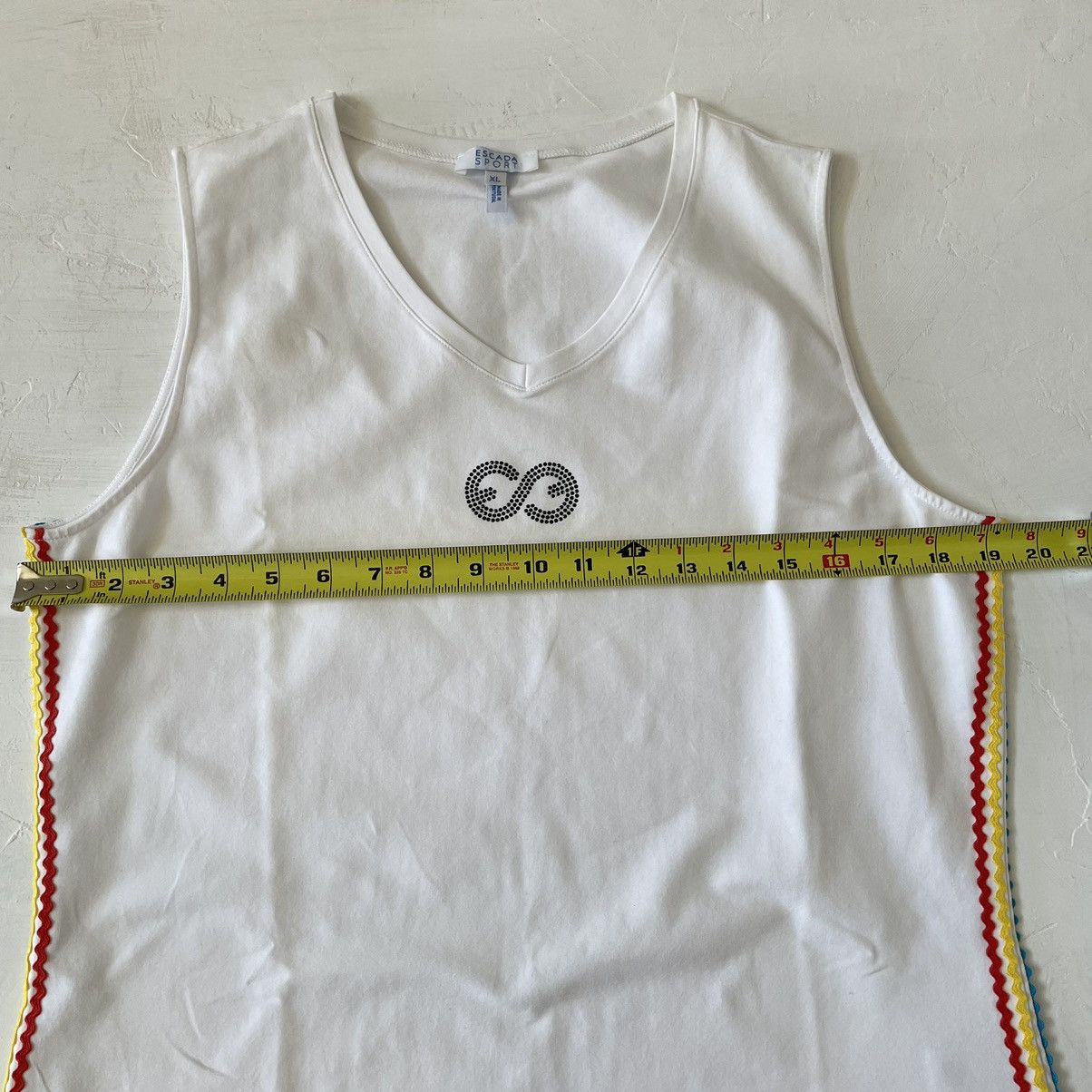 Escada Sport Y2K Escada Sport Embellished Logo White Tank Top Size XL / US 12-14 / IT 48-50 - 4 Thumbnail