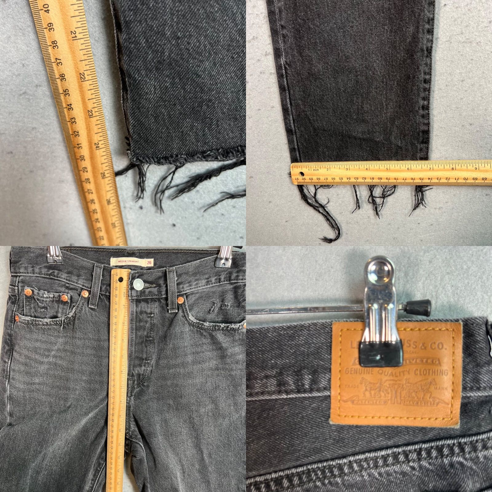 Levi's Levi's Womens Wedgie Straight Jeans Black Distressed 26 Classic Denim High Rise Adult Womens Next Day Ships Size 26" / US 2 / IT 38 - 8 Thumbnail