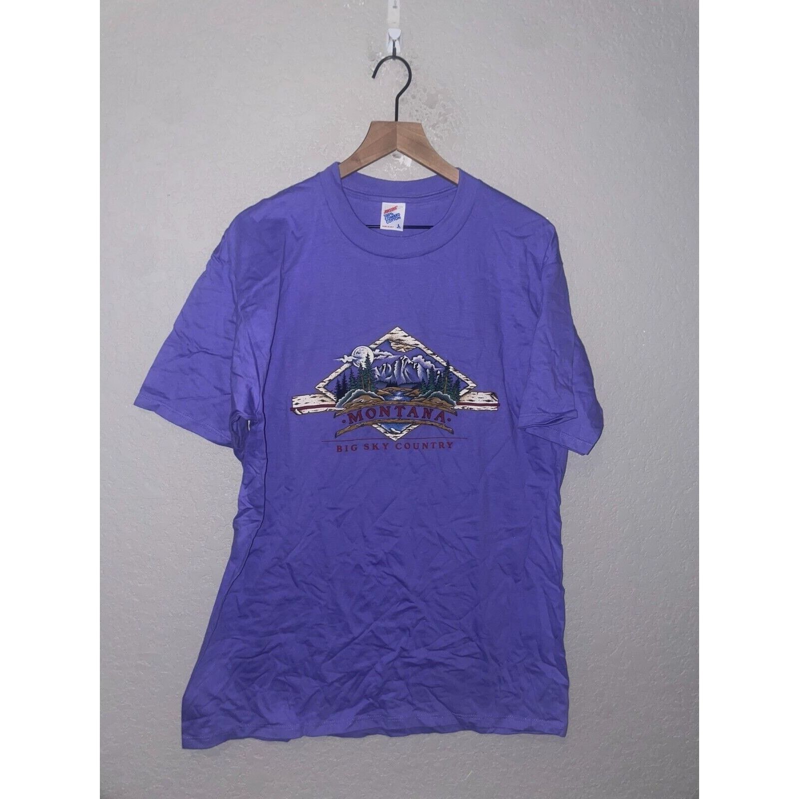 Jerzees Vintage Montana Shirt Big Sky Country Purple Tee VTG 90s L Size US L / EU 52-54 / 3 - 1 Thumbnail
