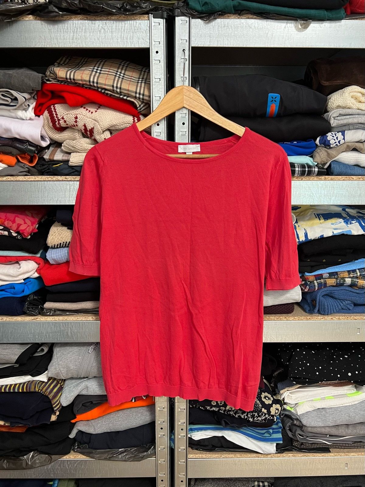 John Smedley John Smedley Womens Knit Shirt Sz L Sea Island Tee Sweater Size L / US 10 / IT 46 - 1 Thumbnail