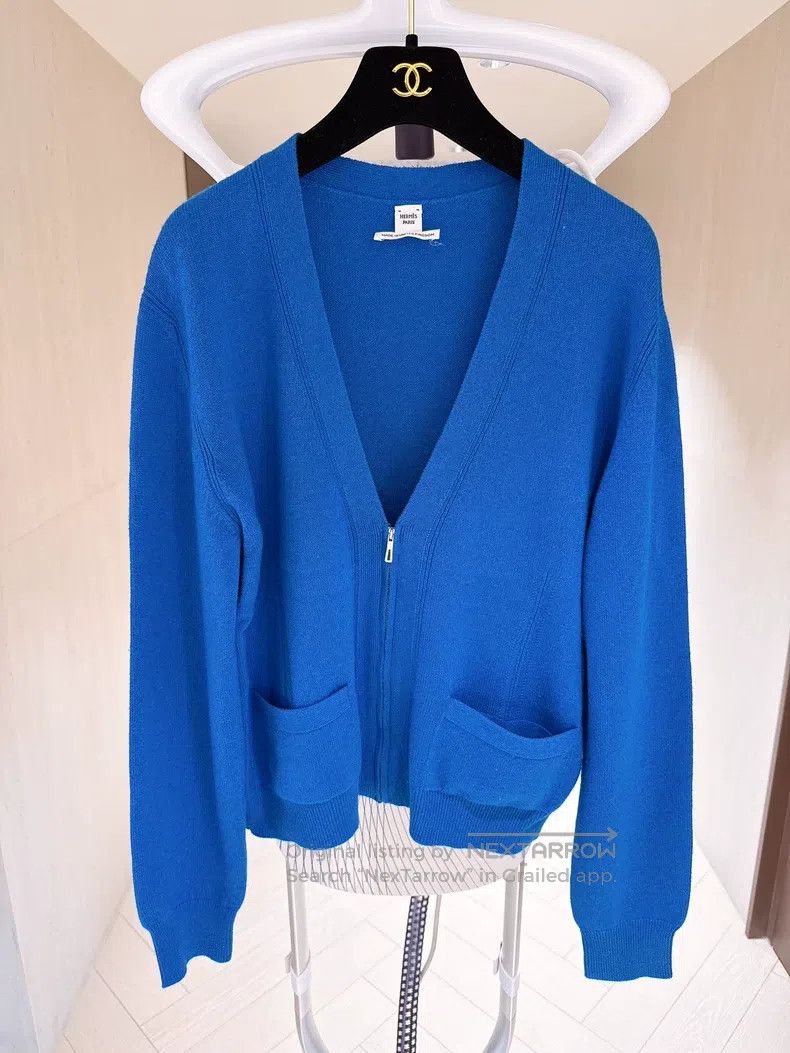 Hermes Hermes Blue knitted cardigan Size XS / US 0-2 / IT 36-38 - 1 Thumbnail