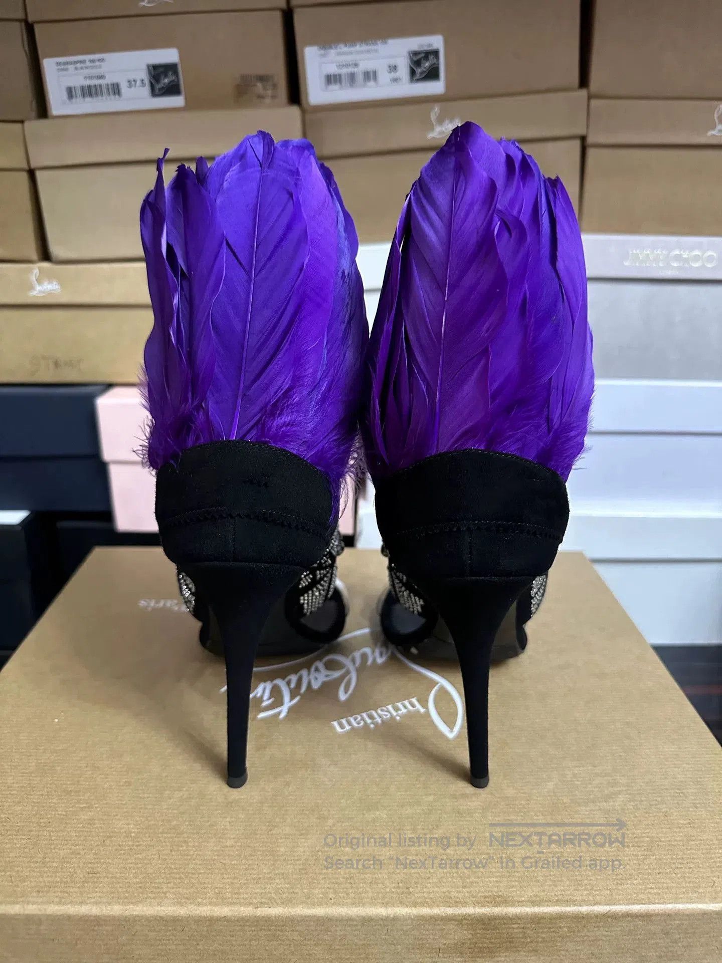Giuseppe Zanotti Giuseppe Zanotti Purple Feather Rhinestone Heels. Size US 7 / IT 37 - 6 Thumbnail