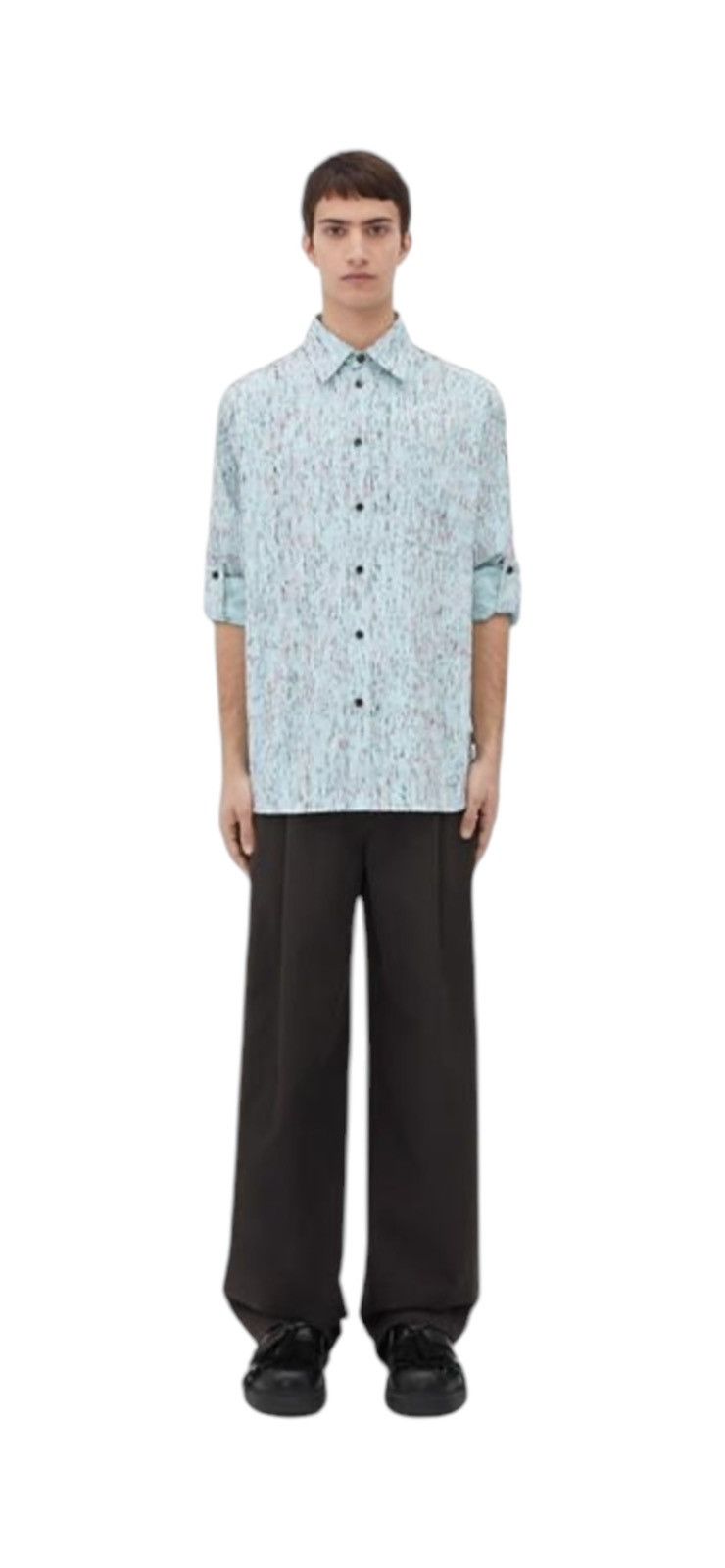 BOTTEGA VENETA TEXTURED VISCOSE STRIPE SHIRT