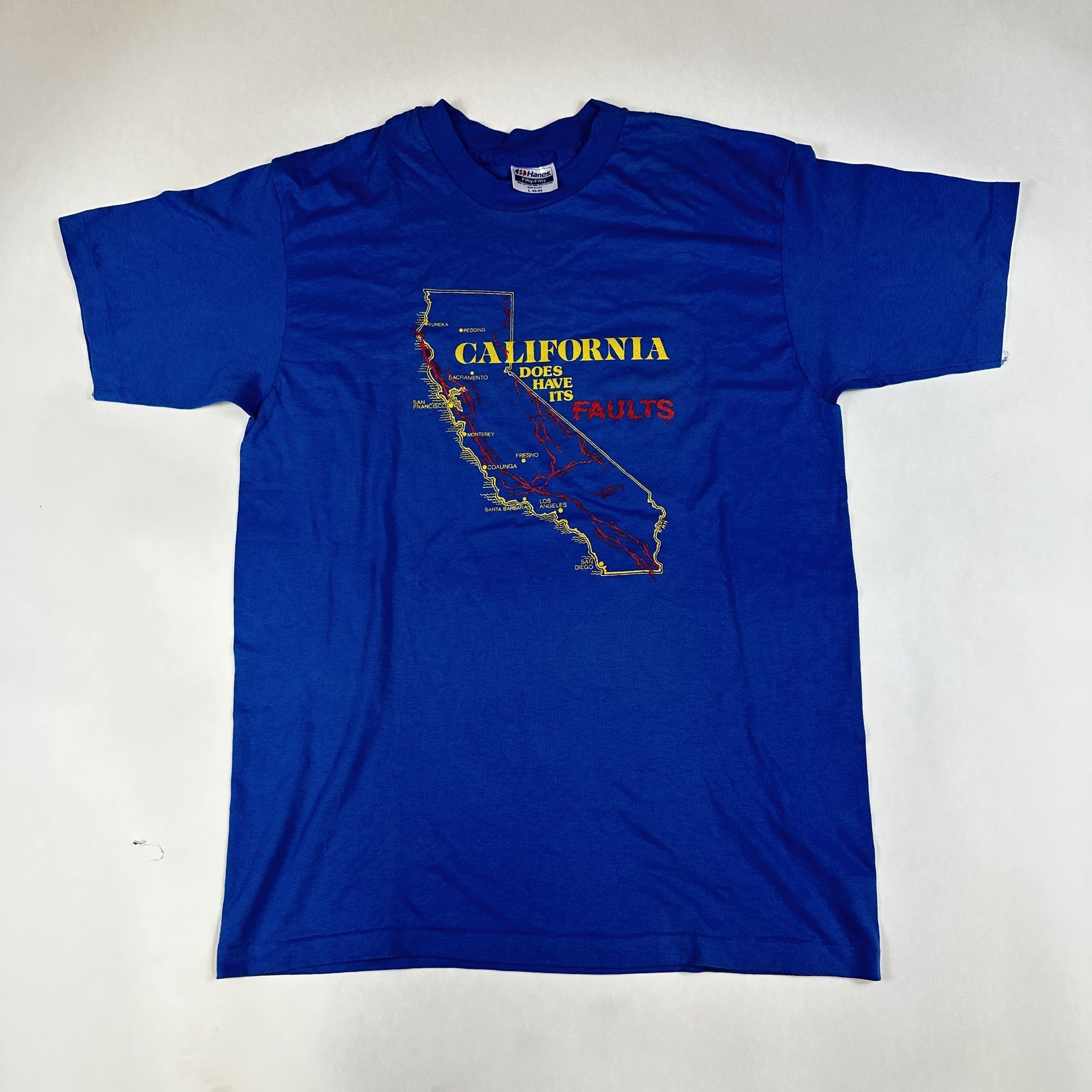 Hanes Vintage Hanes California Faults Graphic T-Shirt L 42-44 Blue Size US L / EU 52-54 / 3 - 1 Thumbnail