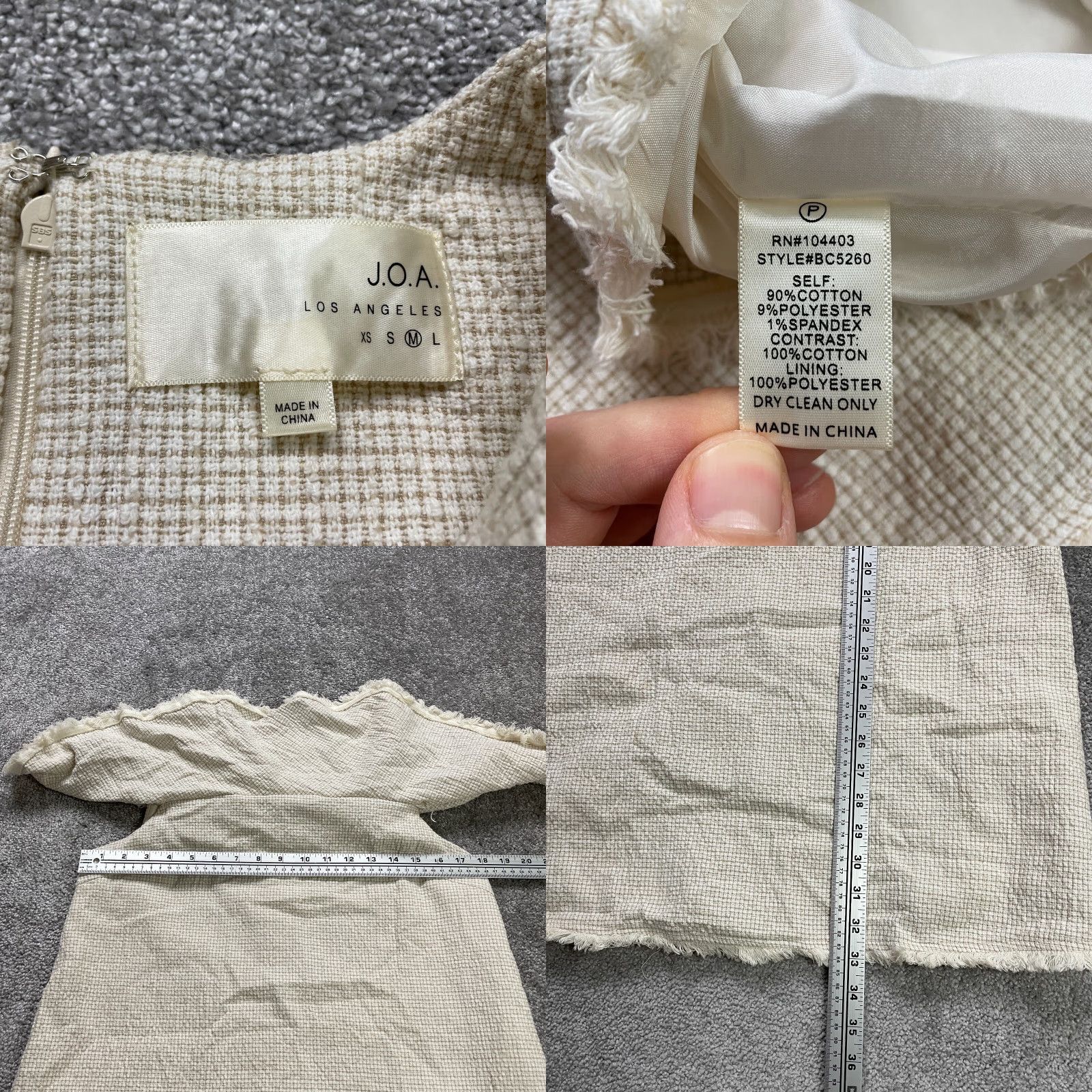 Vintage J.O.A Tweed Midi Dress Womens Medium Beige Shift Dress Sleeveless Strappy Sleeve Classic Modern Casual Workwear 90s? Size M / US 6-8 / IT 42-44 - 8 Thumbnail