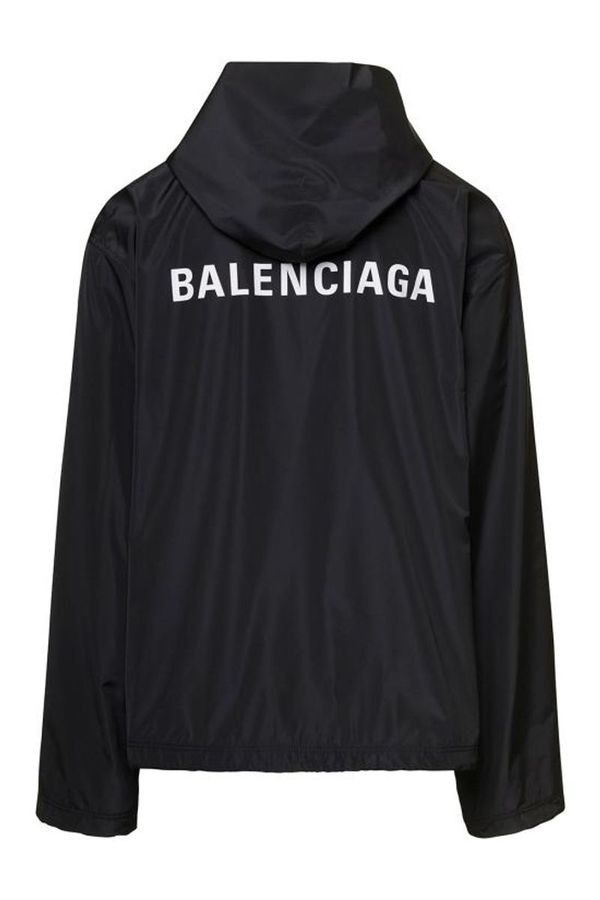 Balenciaga o1s1rm0225 Hooded Windbreaker Jacket in Black Size US M / EU 48-50 / 2 - 1 Thumbnail