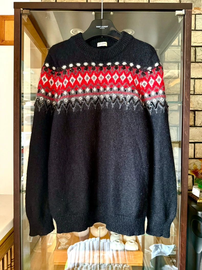 Saint Laurent Paris Saint Laurent High Neck Sweater with Sequins Size US XL / EU 56 / 4 - 1 Thumbnail