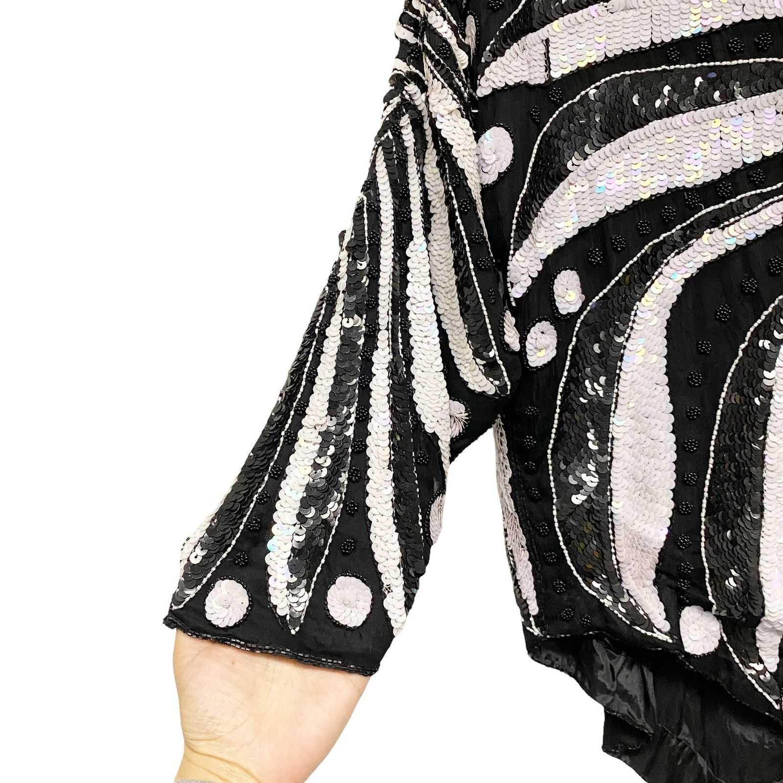Vintage Vintage Imperial Handi Crafts Silk Beaded Sequin Blouse Top Size ONE SIZE - 2 Thumbnail