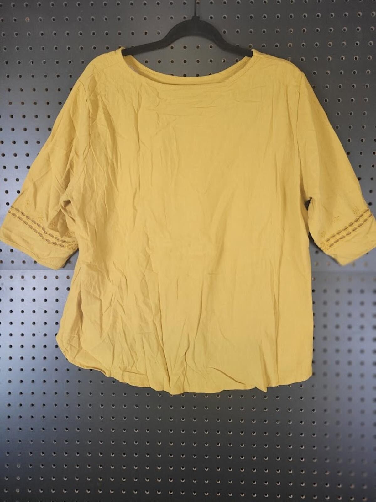 Unknown London Stylish Mustard Yellow Embroidered Top - 2XL Size XXL / US 16-18 / IT 52-54 - 3 Thumbnail