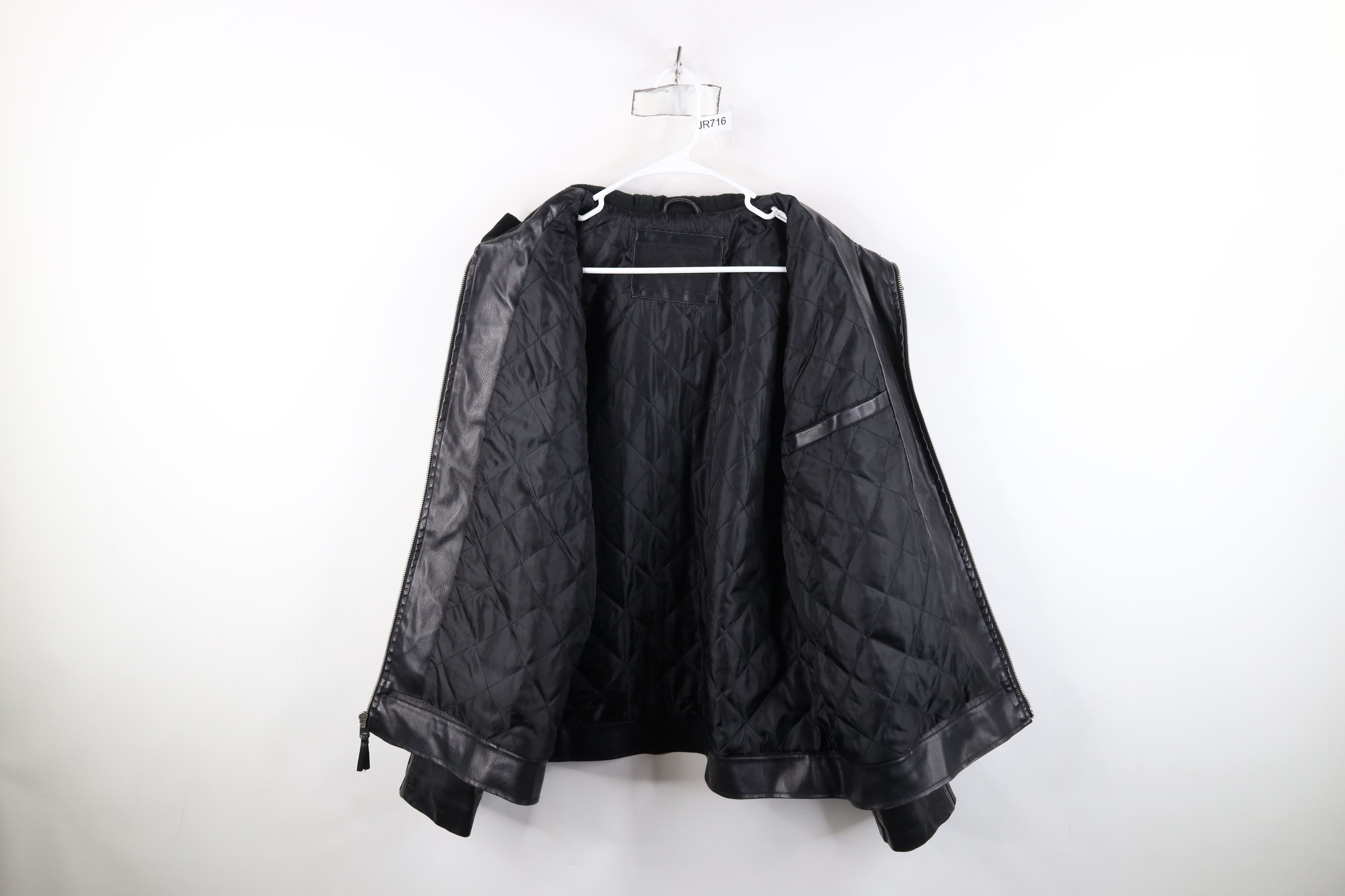 Vintage Vintage 90s Y2K Streetwear Hooded Leather Jacket Black Size US XL / EU 56 / 4 - 8 Thumbnail