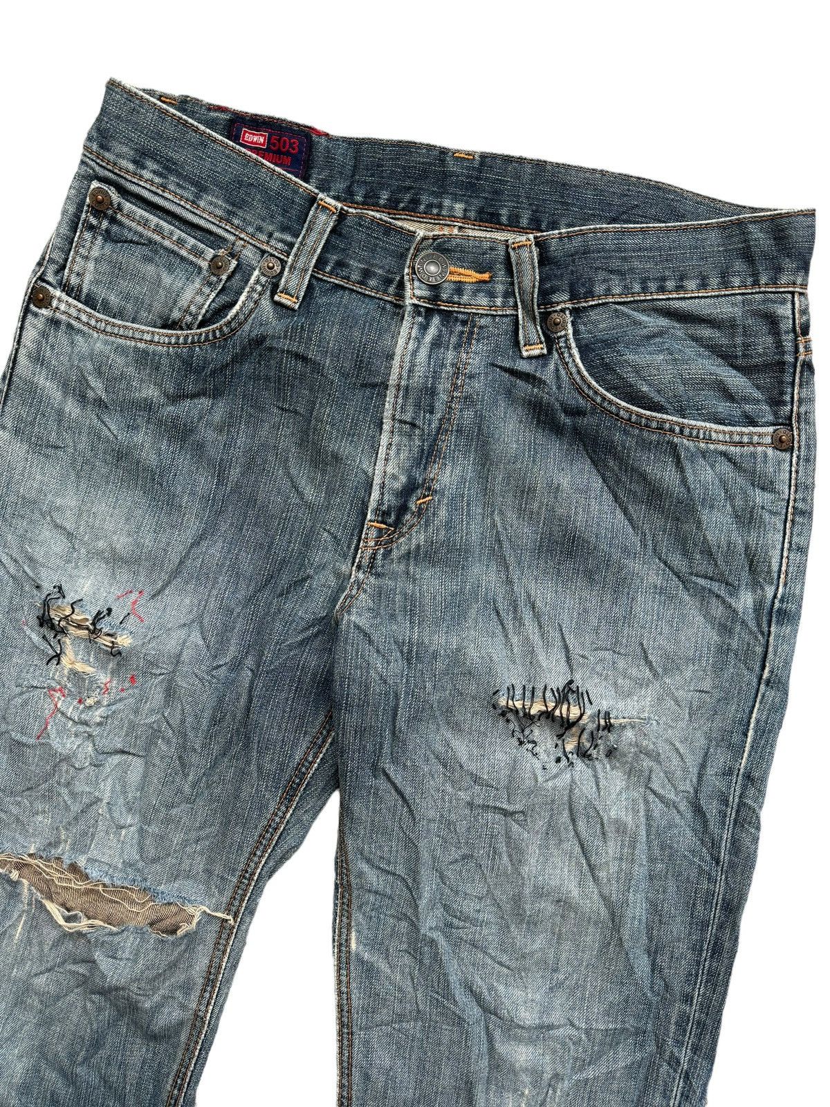 Edwin Vintage Edwin 503 Premium Distressed Jeans Size US 34 / EU 50 - 6 Thumbnail