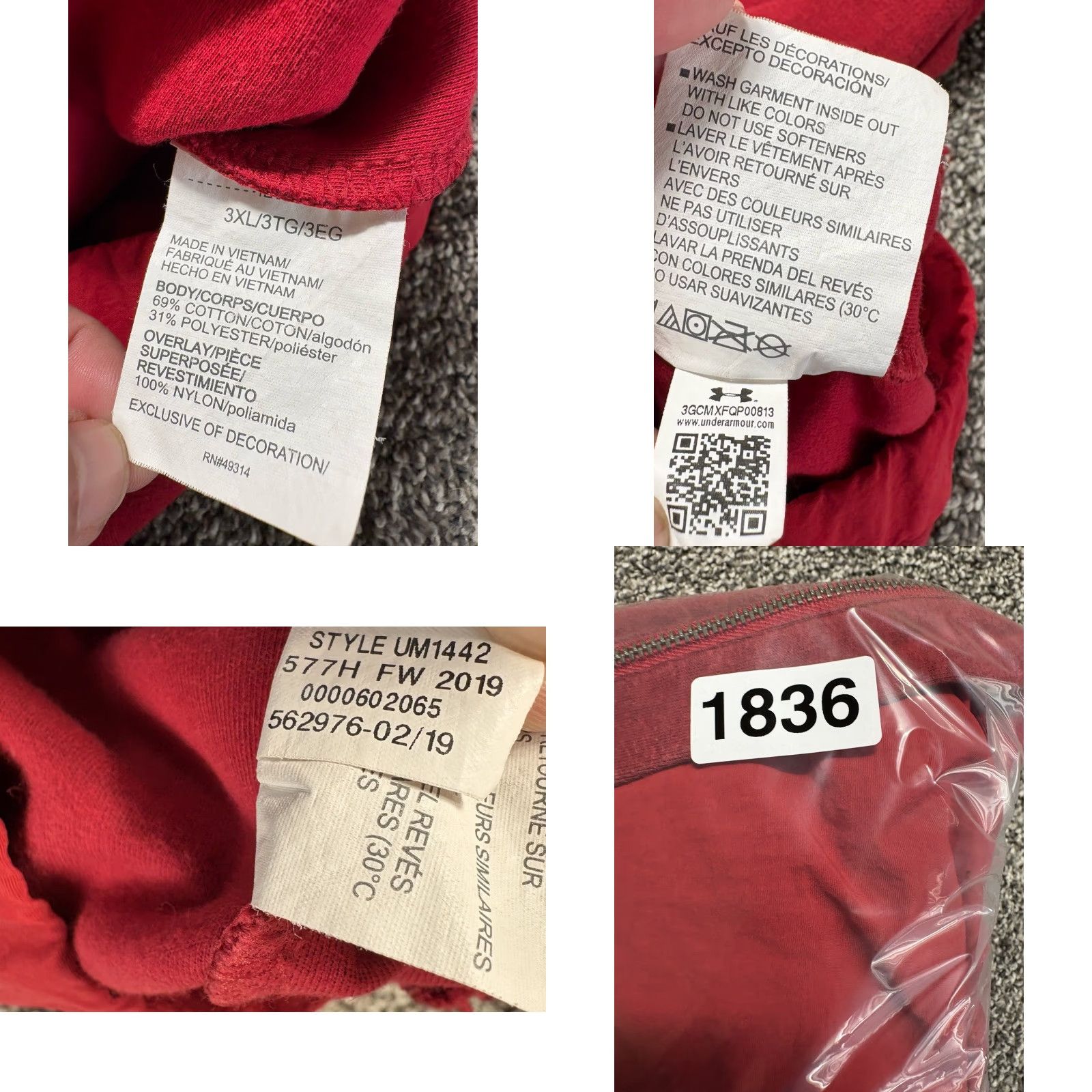 Under Armour Under Armour Hoodie Mens 3XL Red Zip Hood Loose Stretch UM1442 Kangaroo Pocket Pockets Logo Sports Pullover Hoodie Mens Red 3XL Size US XXL / EU 58 / 5 - 8 Thumbnail