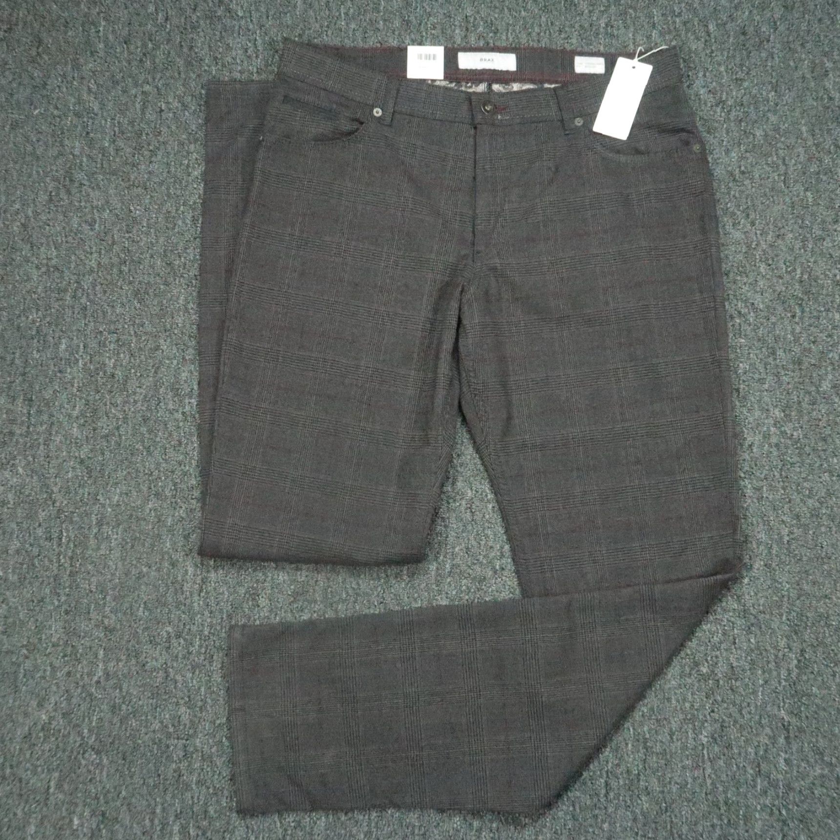 BRAX Brax Pants Mens 36x34 Gray Plaid Chino Flat Front 5-Pocket Regular NWT Wool Look Size US 36 / EU 52 - 2 Thumbnail