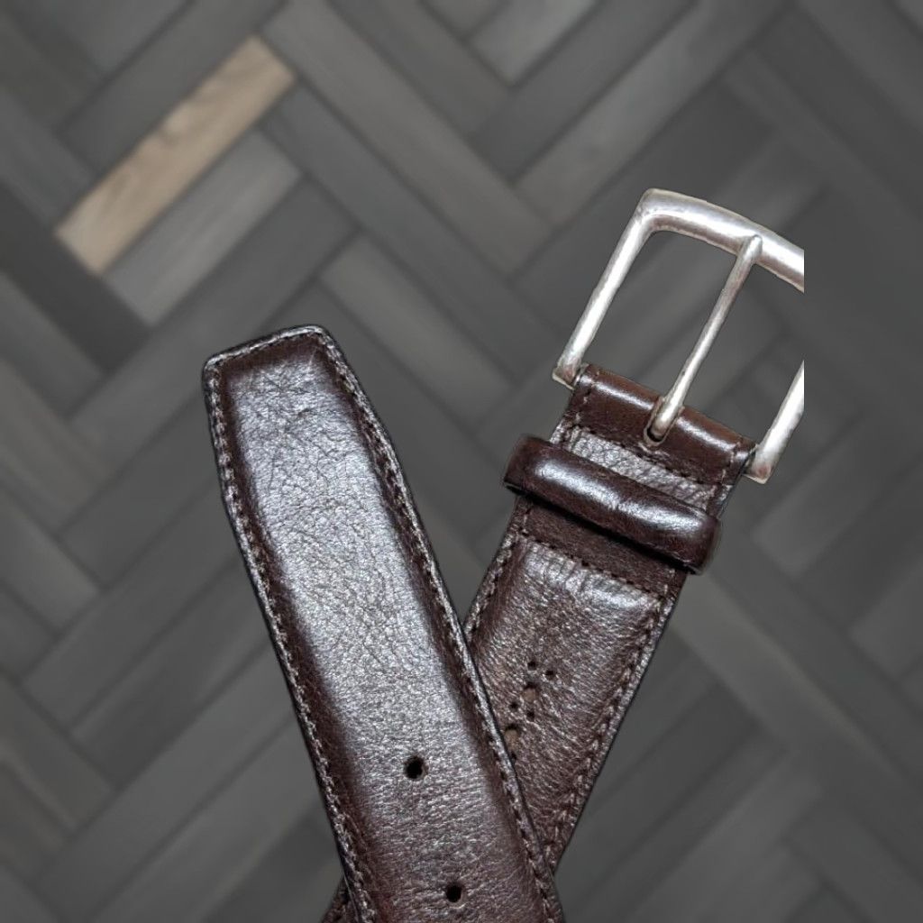 USA made Allen Edmonds dress belt 38 Men Brown Italian saddle leather Handcrafted Wide 1-1/2