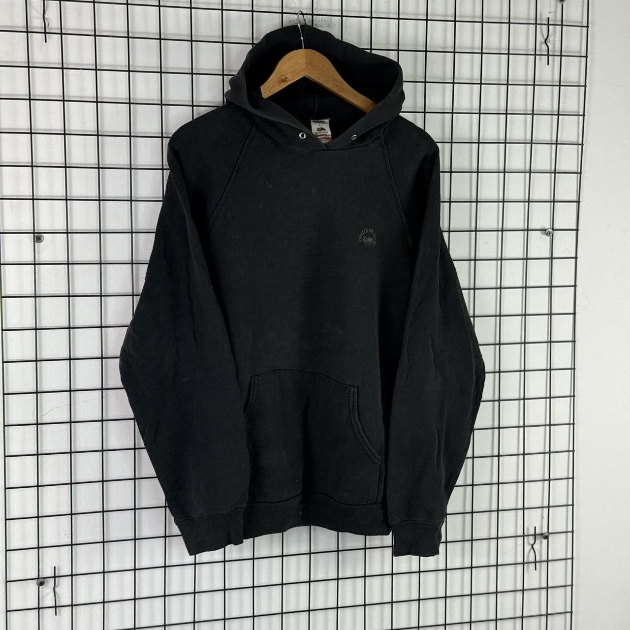 Vintage Fruit of the loom FOTL Hoodie Black Vintage 90s BLANK Size US M / EU 48-50 / 2 - 2 Thumbnail