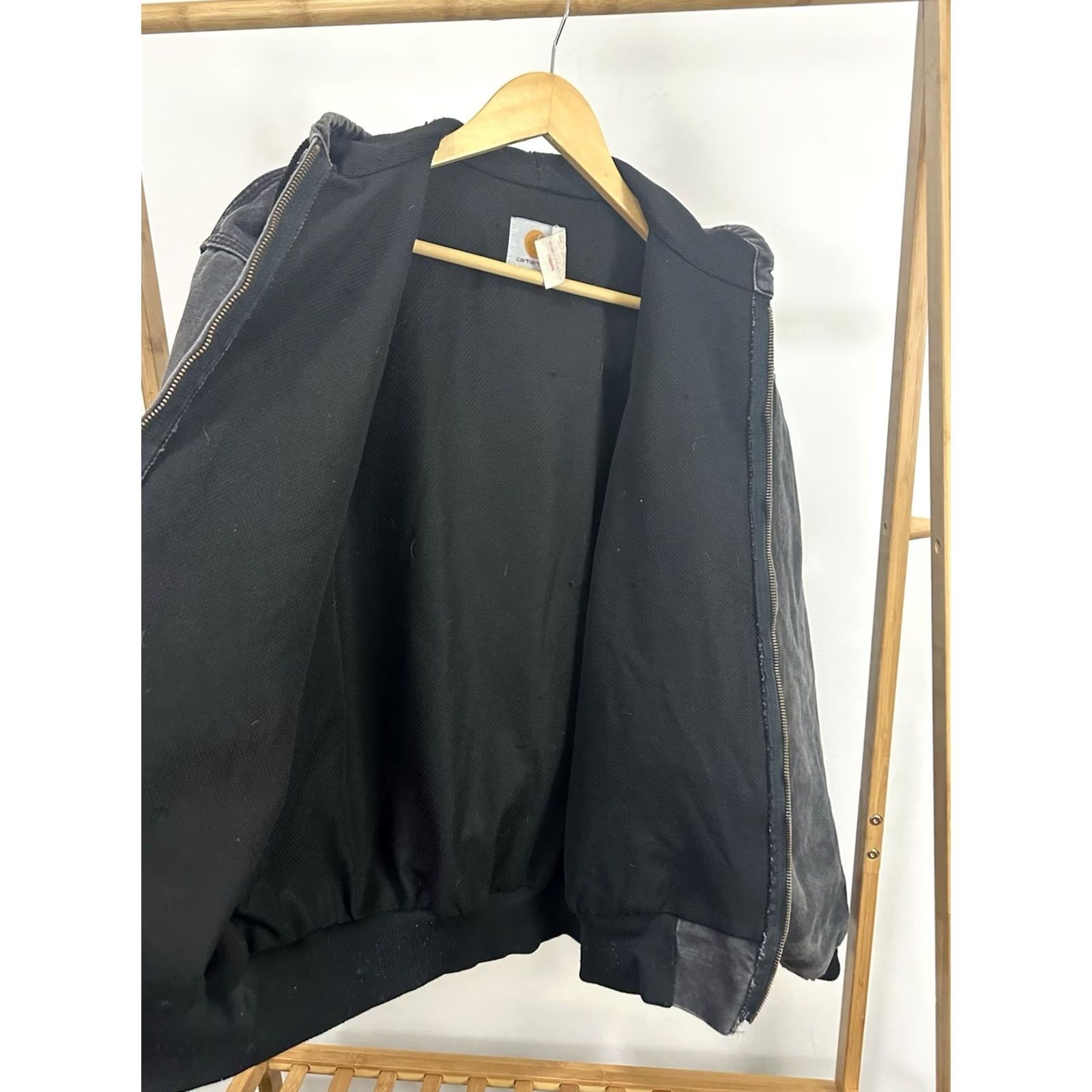 Carhartt VINTAGE 90s Carhartt WIP Canvas Jacket XL Black Mens Bomber Grunge Workwear Faded Thrashed Size US XL / EU 56 / 4 - 4 Thumbnail