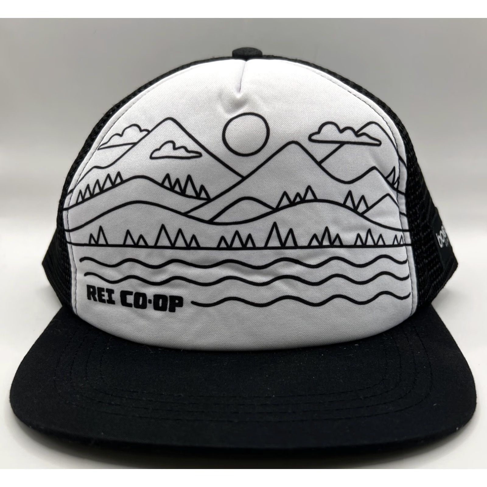 Vintage Rei Co-Op Hat Boco Gear Mountain Minimalism Black White Adjustable Trucker Cap Hat Size ONE SIZE - 6 Thumbnail