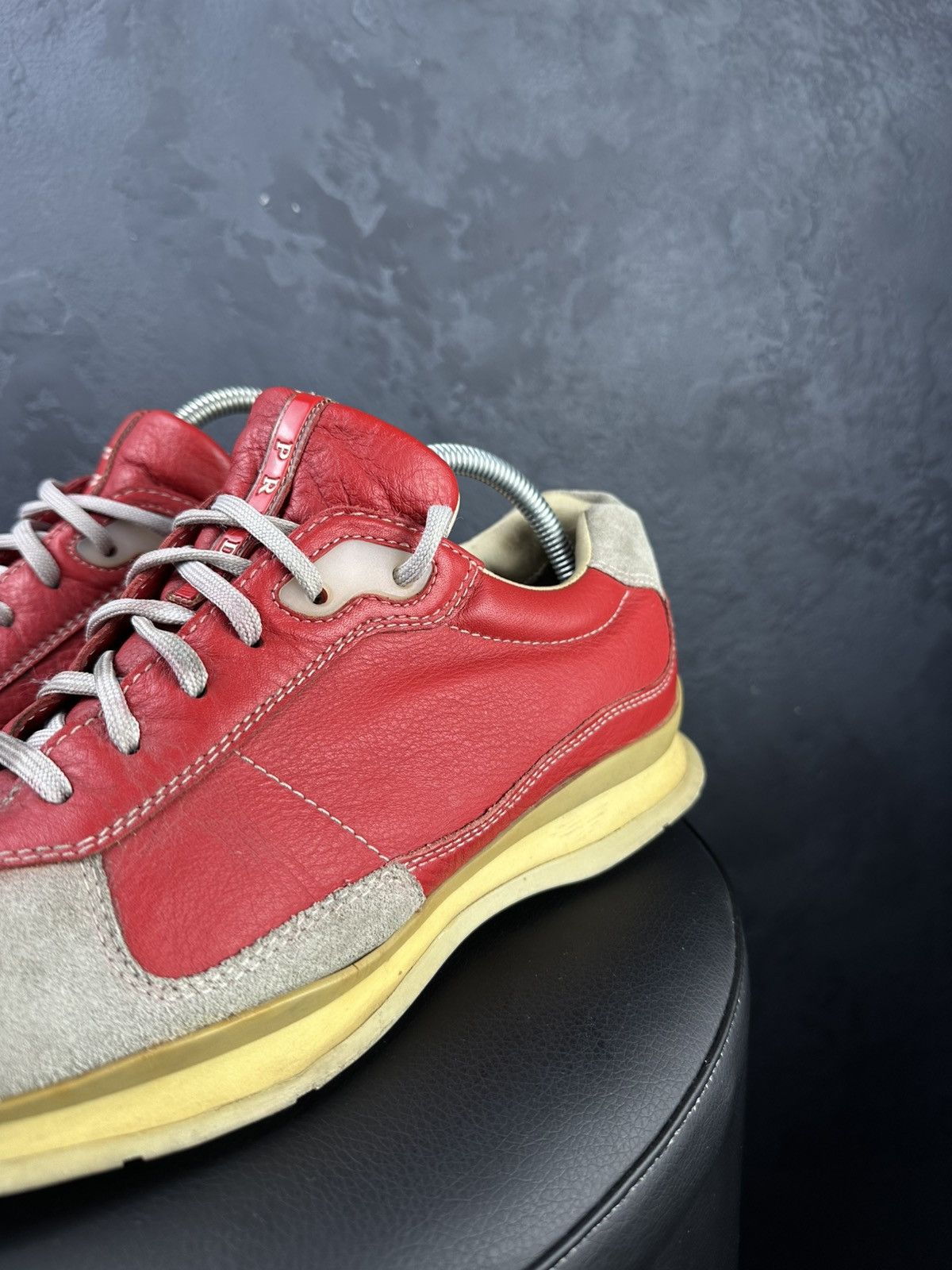 Prada × Vintage Vintage Prada Red Leather/Suede Sneakers Men’s Size US 8 / EU 41 - 2 Thumbnail