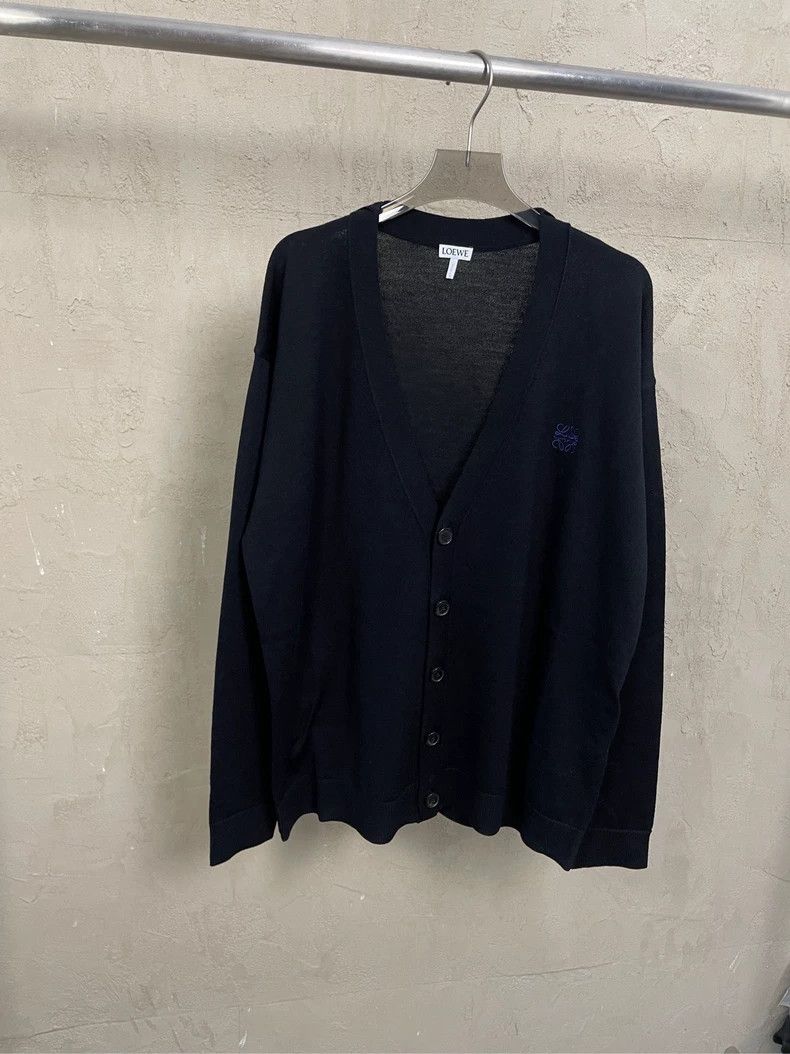 Loewe Loewe Black Wool Knitted Cardigan with Embroidery - dmc Size US M / EU 48-50 / 2 - 1 Thumbnail