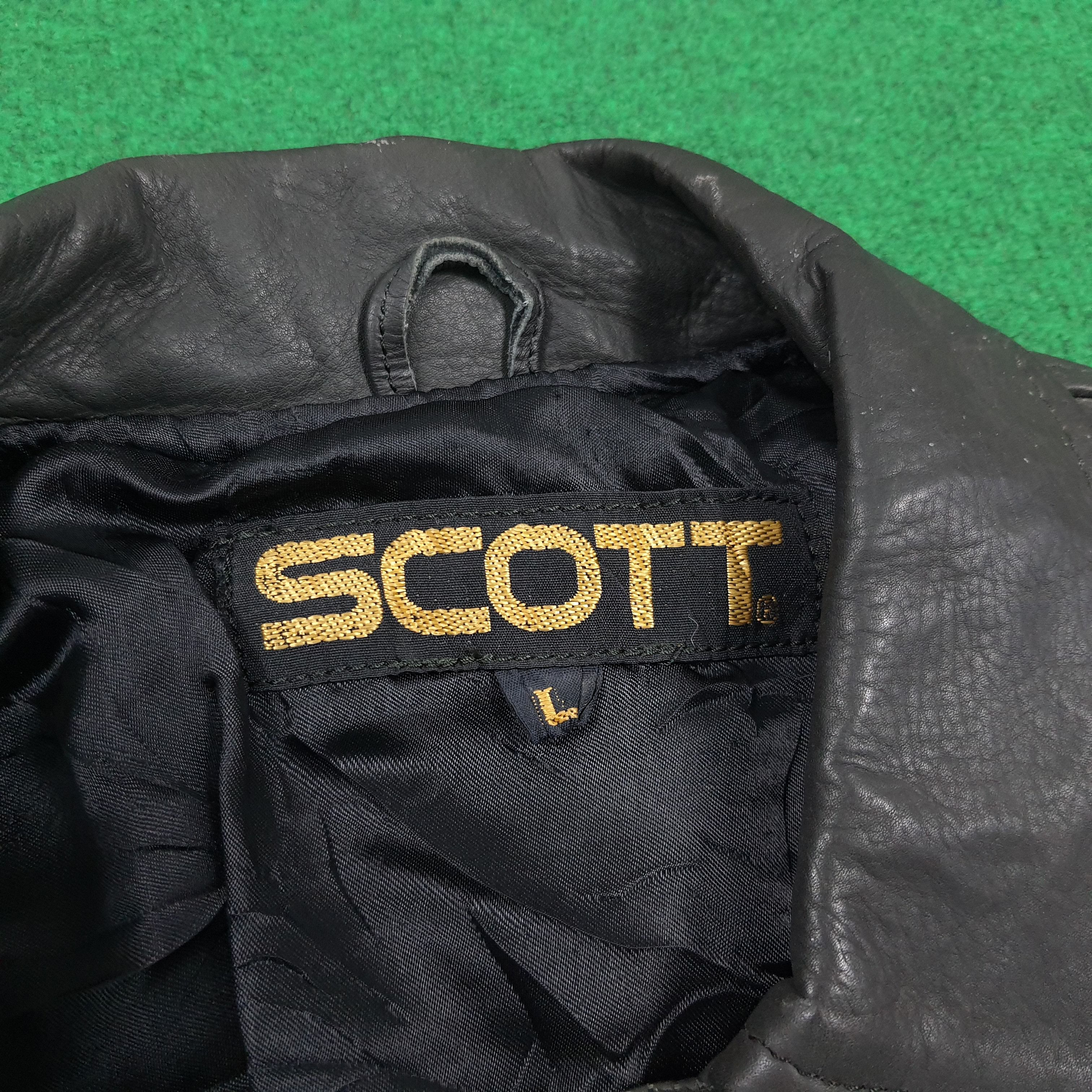 Vintage Vintage Scott Team Leather Jacket with Black Flames Size US L / EU 52-54 / 3 - 7 Thumbnail