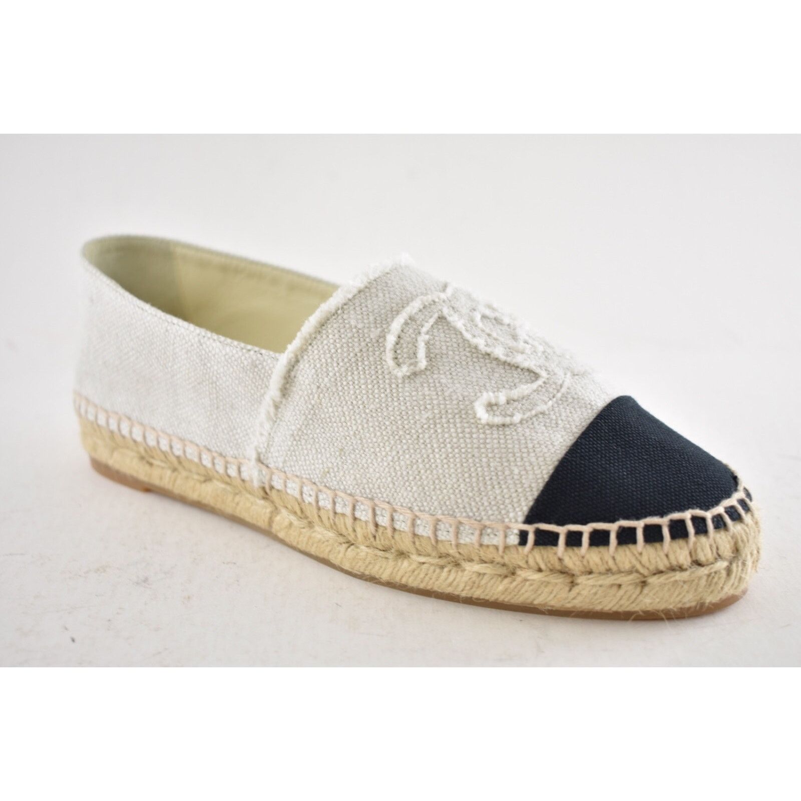 Chanel Chanel REV Beige Black Linen Canvas CC Logo Double Sole Size US 7 / IT 37 - 3 Thumbnail