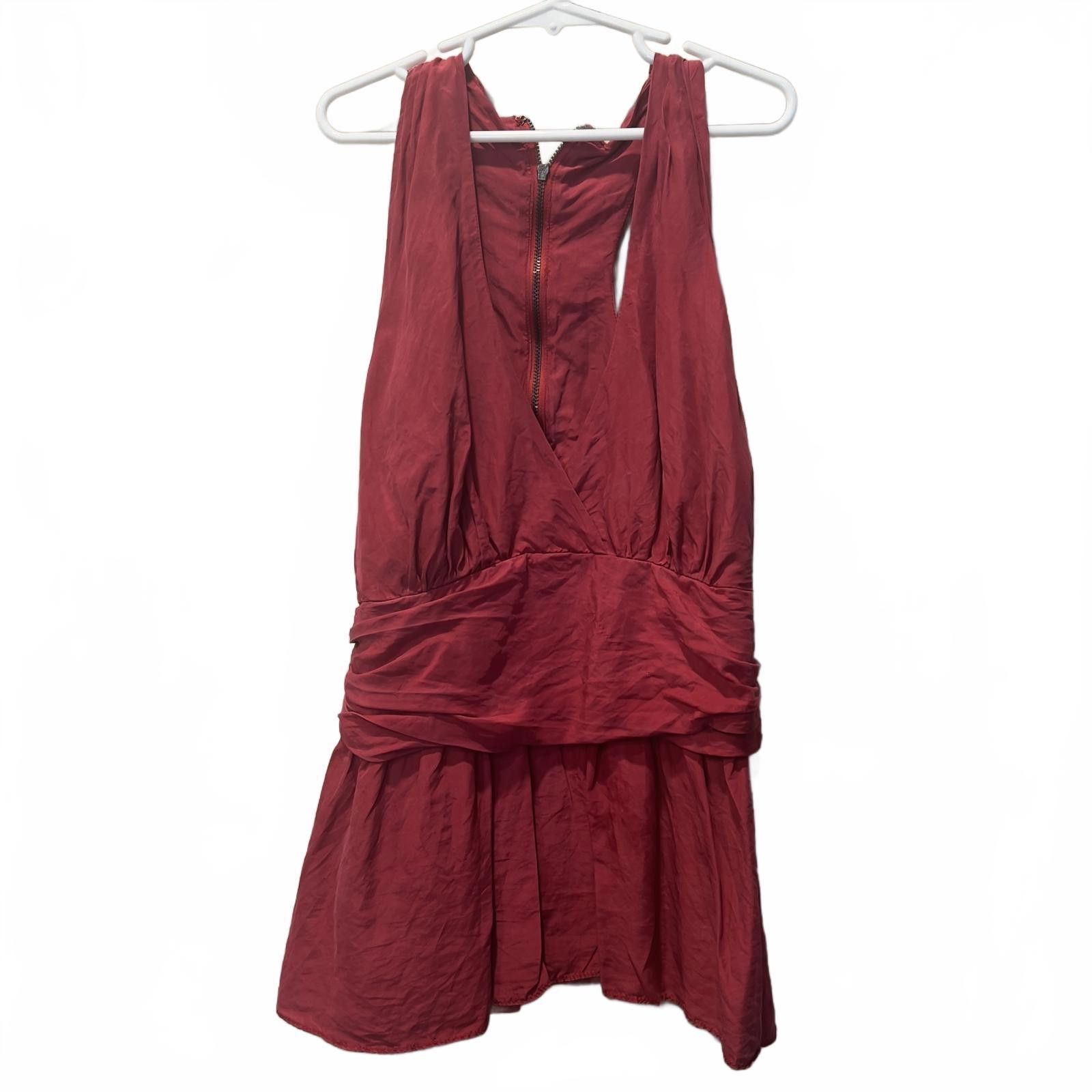 Other Silk Red Sleeveless Women's Blouse with Zipper Back Size M / US 6-8 / IT 42-44 - 1 Thumbnail