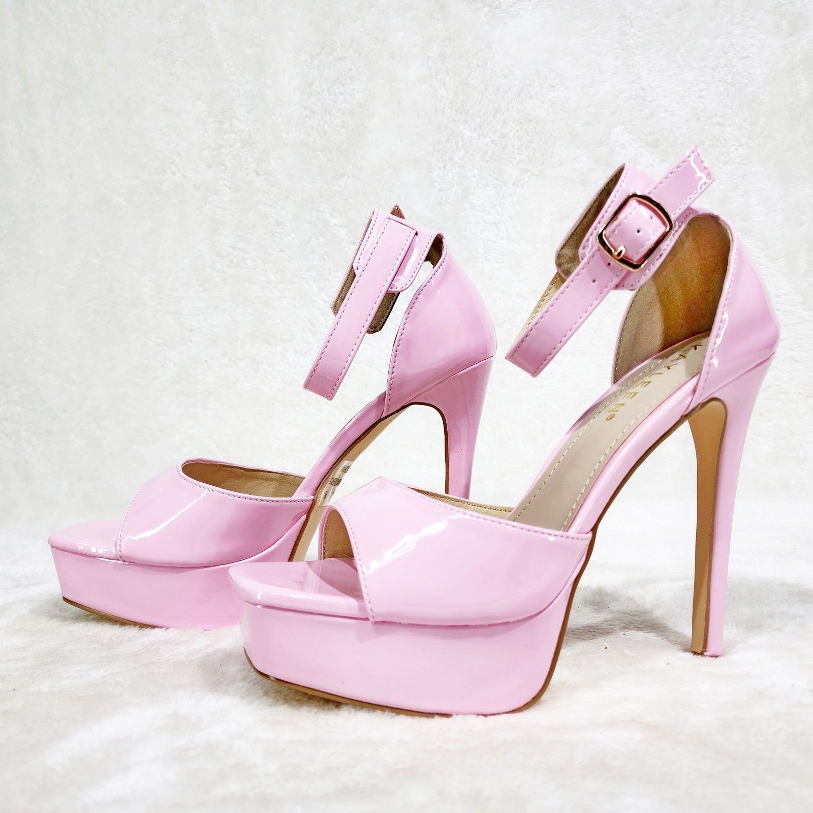 Other Jessica Pink Patent Platform Stiletto High Heels Ankle Strap Size US 7 / IT 37 - 2 Thumbnail
